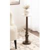 imageKate and Laurel Wegner Transitional Wood and Marble Round Drink Table 8 x 8 x 23 White Marble and Brown Modern Durable Pedestal Table for Use as Indoor Plant Stand or Decorative Mini TableBrown