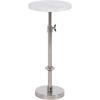 imageKate and Laurel Engles Traditional AdjustableHeight Pedestal Drink Table 10 x 10 x 30 White Marble and Silver Chrome Vintage Round Indoor Metal Plant Stand with Authentic Marble Tabletop