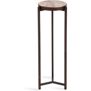 imageKate and Laurel Aguilar Modern Drink Table 9 x 9 x 23 Petrified Wood and Bronze Unique Round Wood Mini Table for Use as Bathroom Accent Table or Pedestal Martini Table