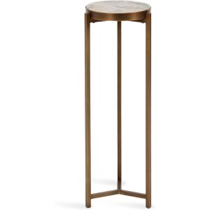 imageKate and Laurel Aguilar Modern Round Drink Table 9 x 9 x 23 White and Green Marble and Brass Genuine Marble Accent Table for Use as Indoor Plant Stand or Pedestal Martini Table