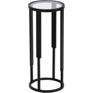 imageKate and Laurel Ravalli Modern Drink Table 9 x 9 x 20 Black and Clear Glass Unique Round Tempered Glass Accent Pedestal Table for Use as Indoor Plant Stand