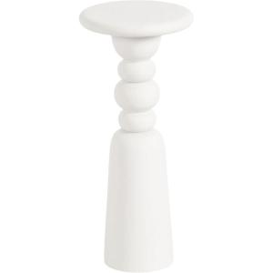 imageKate and Laurel Tirollo Modern Round Drink Table 10 x 10 x 22 Natural Wood Living Room Accent Pedestal Table with Turned Base for Use as Indoor Plant StandWhite