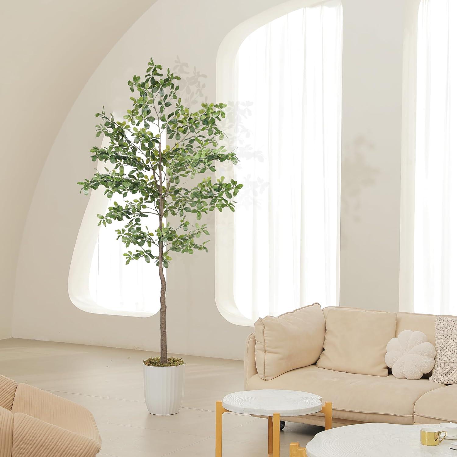 imageBlack Olive Tree 7ft  Faux Black Olive Tree with Natural Trunk and Realistic Leaves  Olive Trees Artificial Indoor for Modern Home Office House Living Room Decor