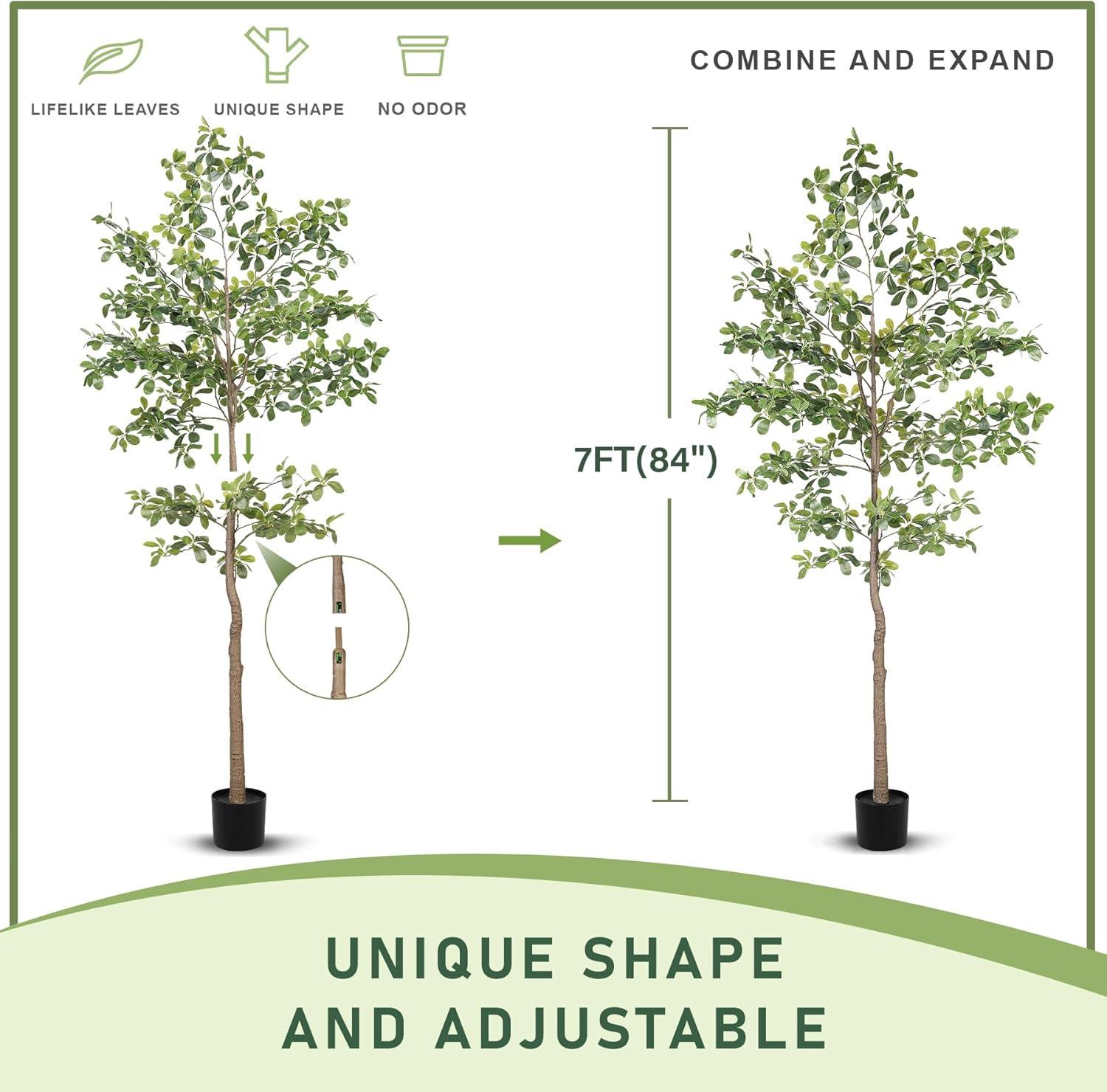 imageBlack Olive Tree 7ft  Faux Black Olive Tree with Natural Trunk and Realistic Leaves  Olive Trees Artificial Indoor for Modern Home Office House Living Room Decor