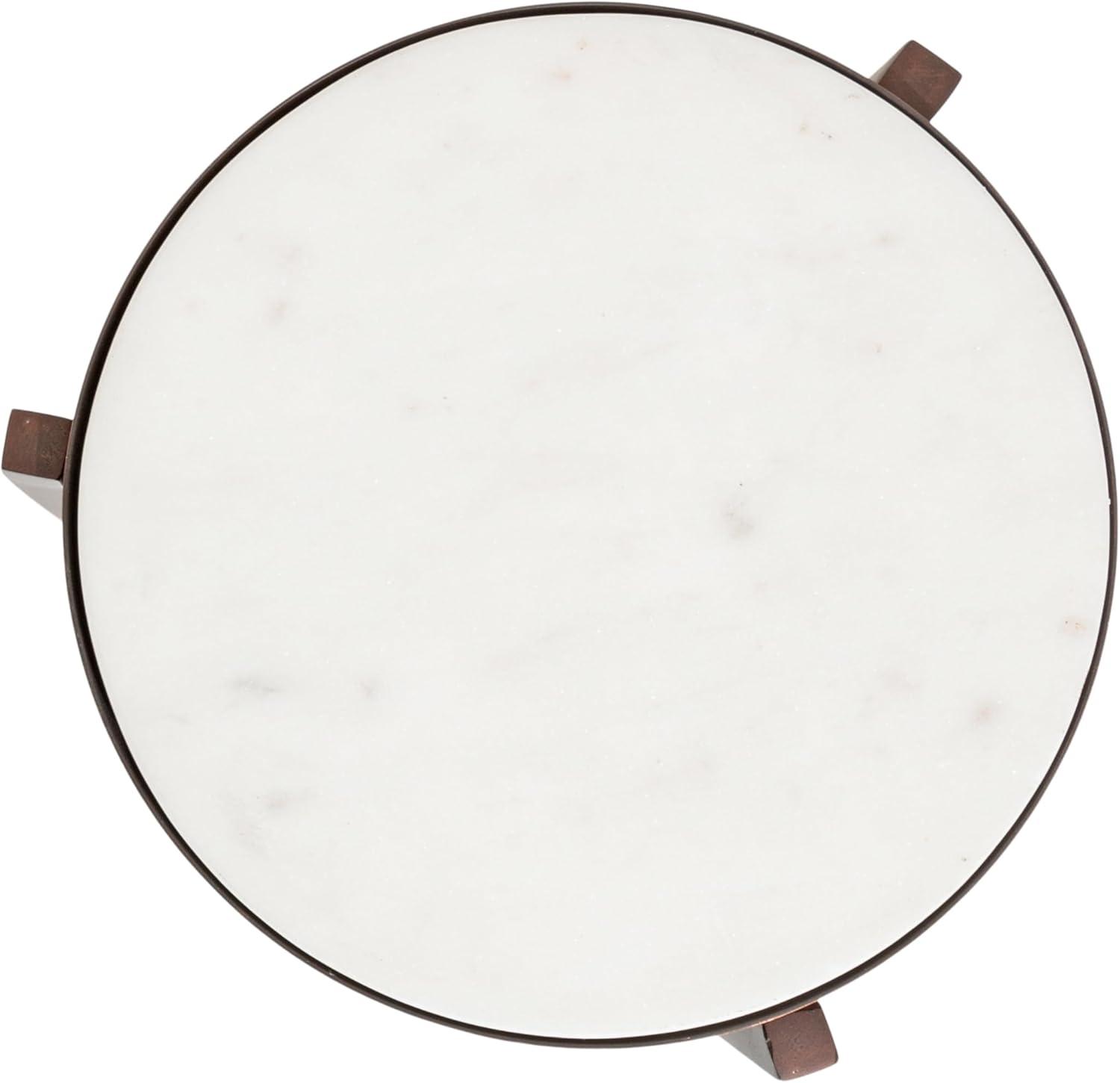imageKate and Laurel Aguilar Modern Round Drink Table 9 x 9 x 23 Emperador Brown Marble and Black Genuine Marble Accent Table for Use as Indoor Plant Stand or Pedestal Martini TableBronze