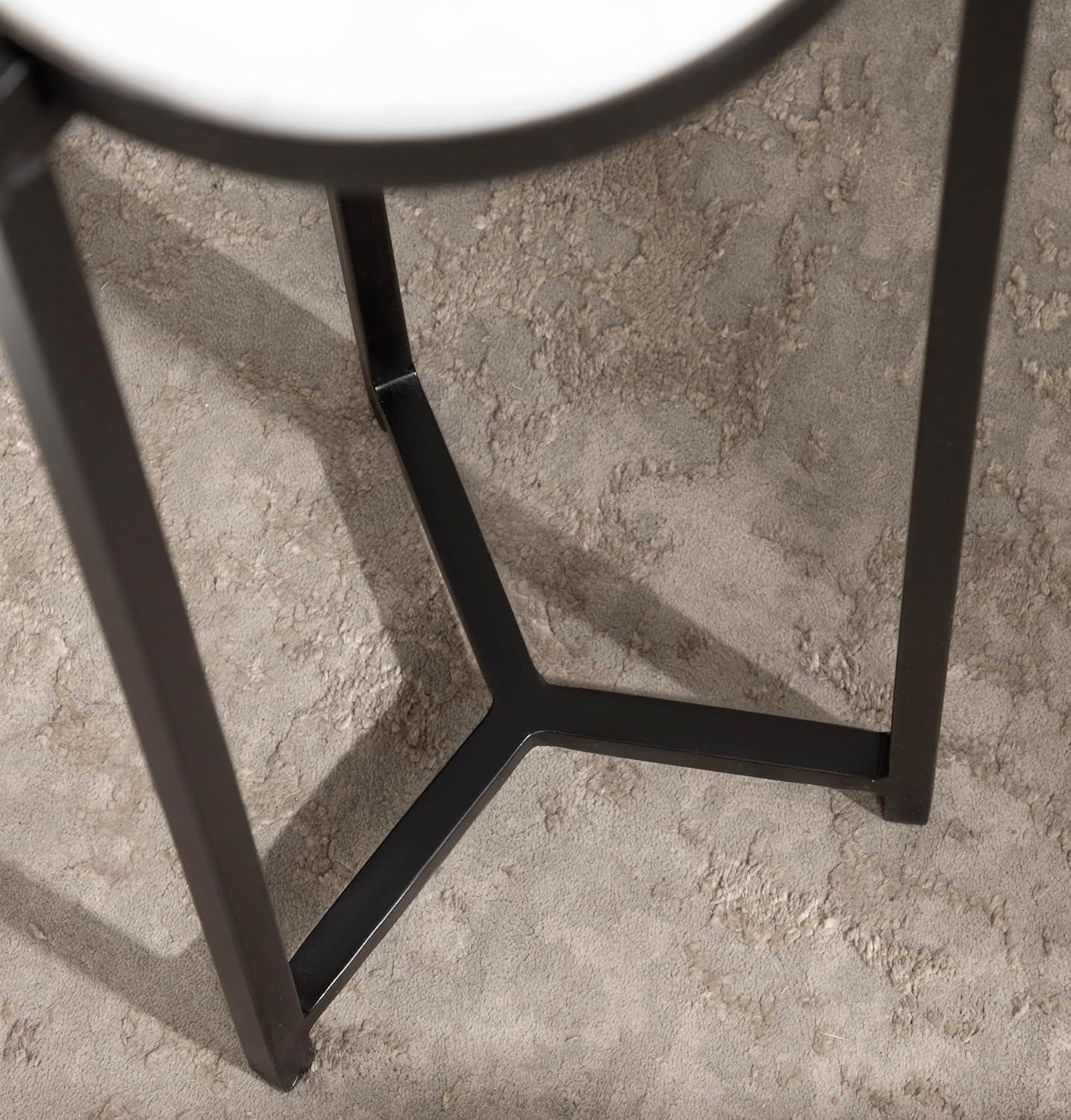 imageKate and Laurel Aguilar Modern Round Drink Table 9 x 9 x 23 Emperador Brown Marble and Black Genuine Marble Accent Table for Use as Indoor Plant Stand or Pedestal Martini TableBlack