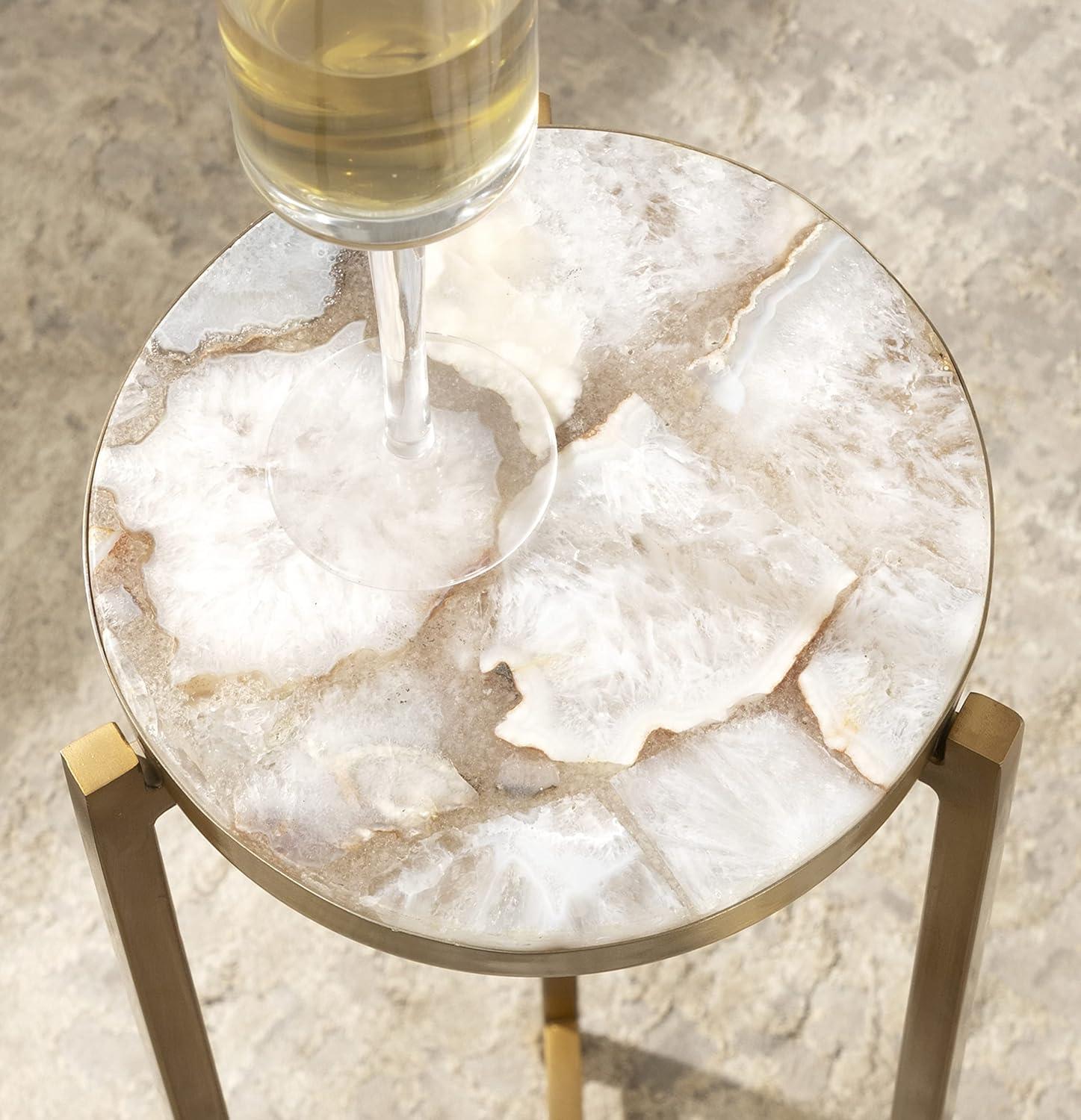 imageKate and Laurel Aguilar Modern Round Drink Table 9 x 9 x 23 Emperador Brown Marble and Black Genuine Marble Accent Table for Use as Indoor Plant Stand or Pedestal Martini TableNaturalGold