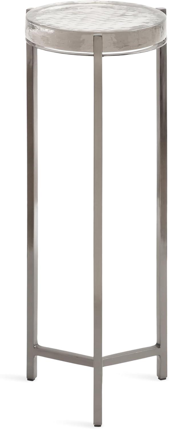 imageKate and Laurel Aguilar Modern Round Drink Table 9 x 9 x 23 Emperador Brown Marble and Black Genuine Marble Accent Table for Use as Indoor Plant Stand or Pedestal Martini TablePewter