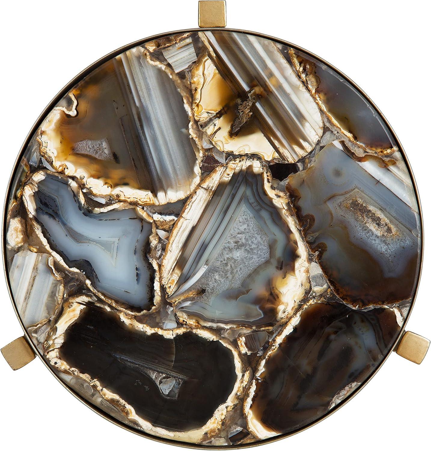 imageKate and Laurel Aguilar Modern Round Drink Table 9 x 9 x 23 Emperador Brown Marble and Black Genuine Marble Accent Table for Use as Indoor Plant Stand or Pedestal Martini TableGoldBlack