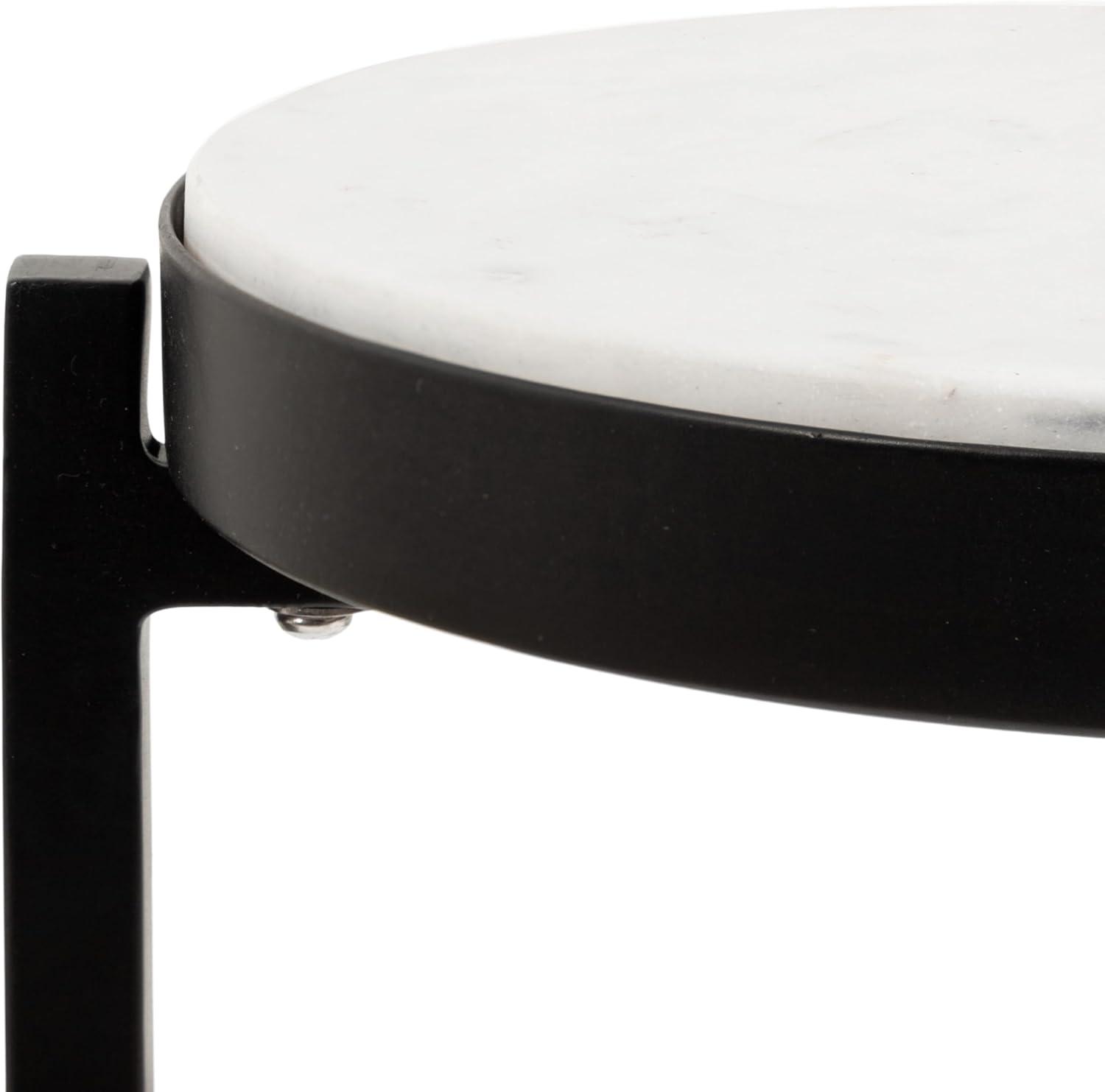 imageKate and Laurel Aguilar Modern Round Drink Table 9 x 9 x 23 Emperador Brown Marble and Black Genuine Marble Accent Table for Use as Indoor Plant Stand or Pedestal Martini TableBlack
