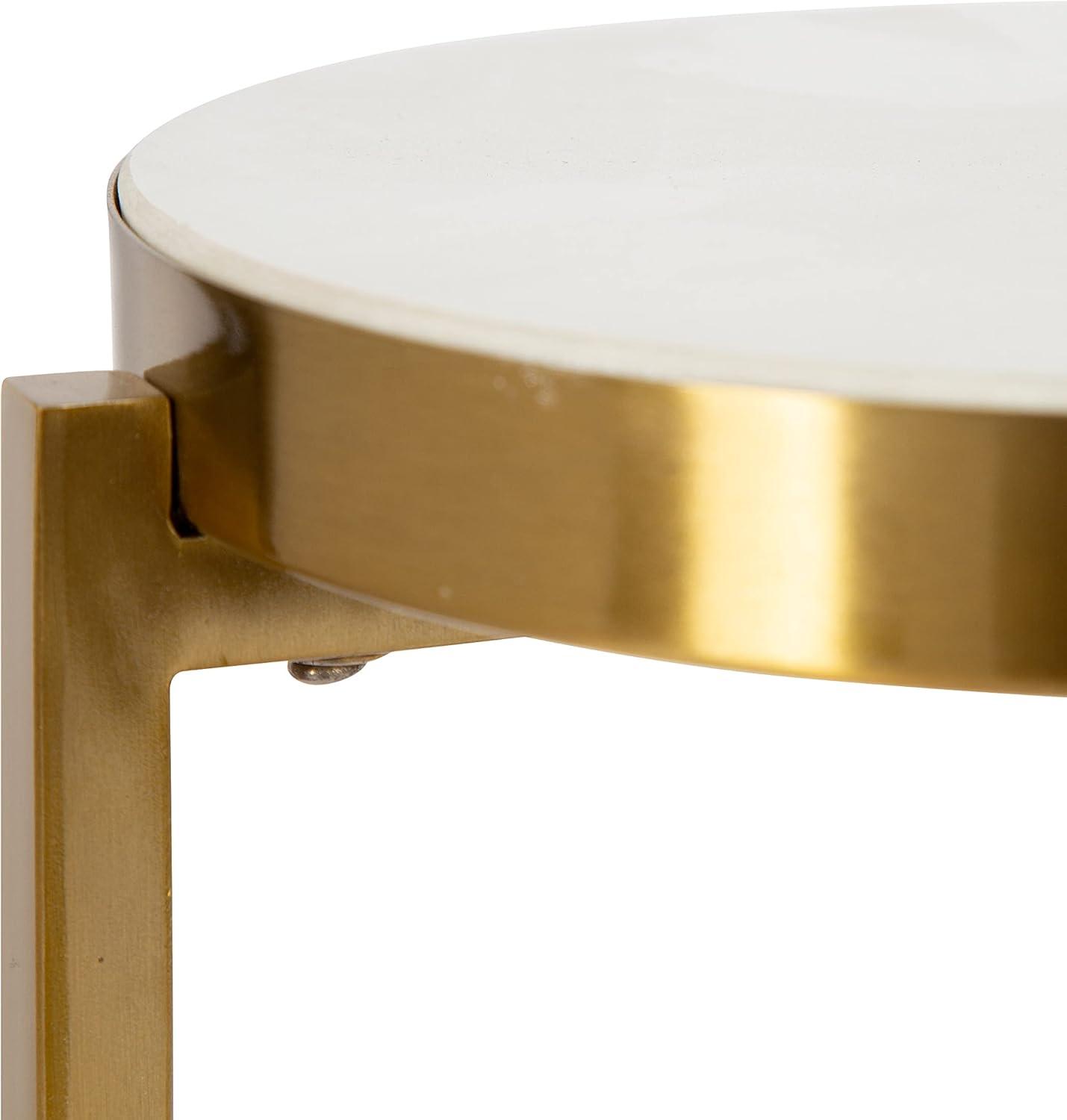 imageKate and Laurel Aguilar Modern Round Drink Table 9 x 9 x 23 Emperador Brown Marble and Black Genuine Marble Accent Table for Use as Indoor Plant Stand or Pedestal Martini TableGold
