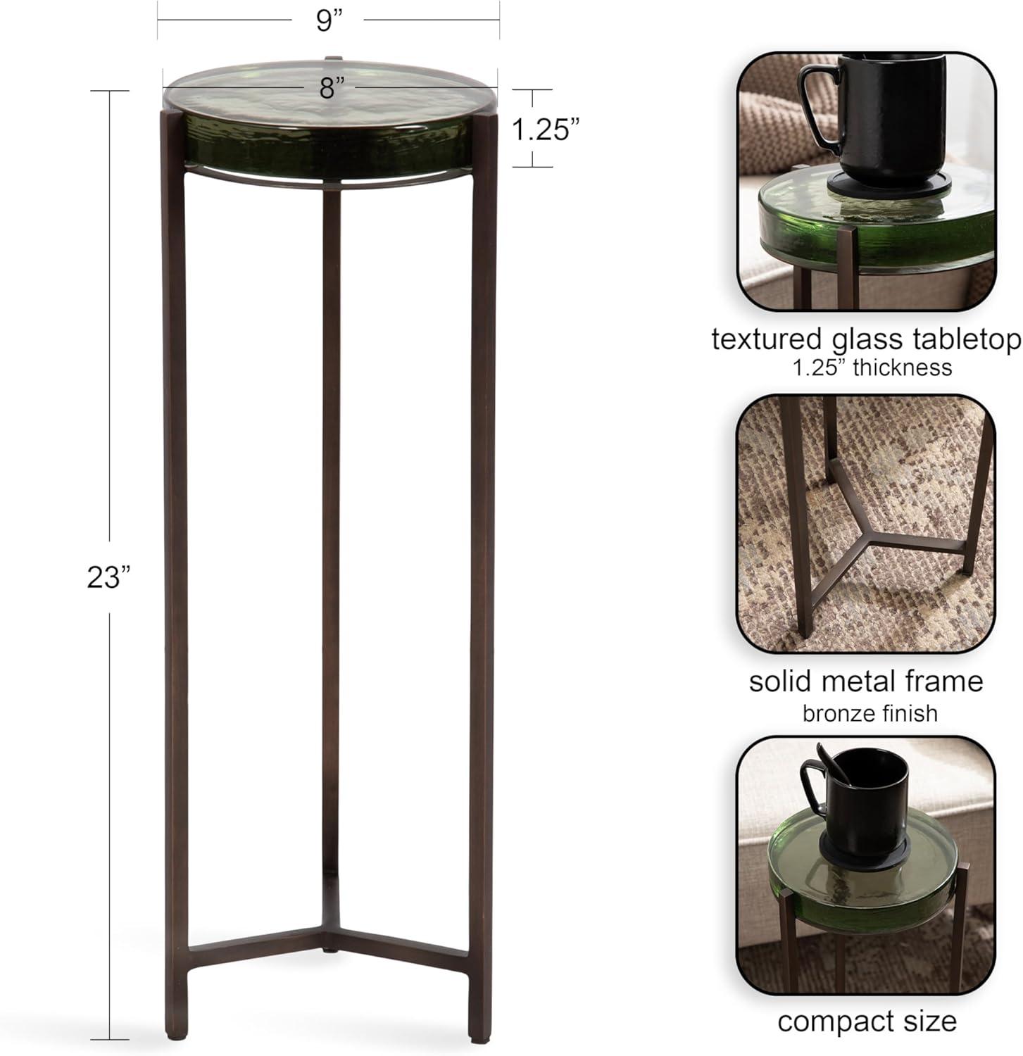 imageKate and Laurel Aguilar Modern Round Drink Table 9 x 9 x 23 Emperador Brown Marble and Black Genuine Marble Accent Table for Use as Indoor Plant Stand or Pedestal Martini TableGreenBronze