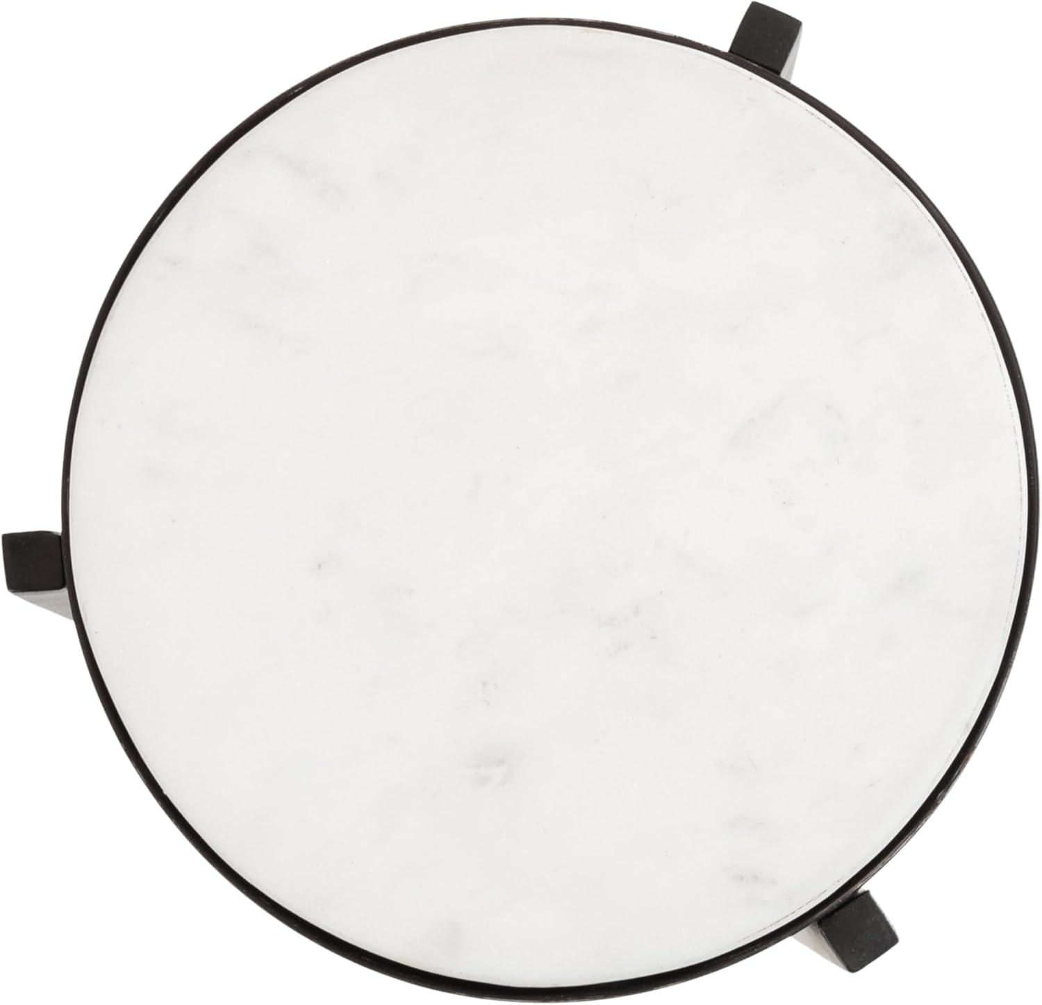 imageKate and Laurel Aguilar Modern Round Drink Table 9 x 9 x 23 Emperador Brown Marble and Black Genuine Marble Accent Table for Use as Indoor Plant Stand or Pedestal Martini TableBlack