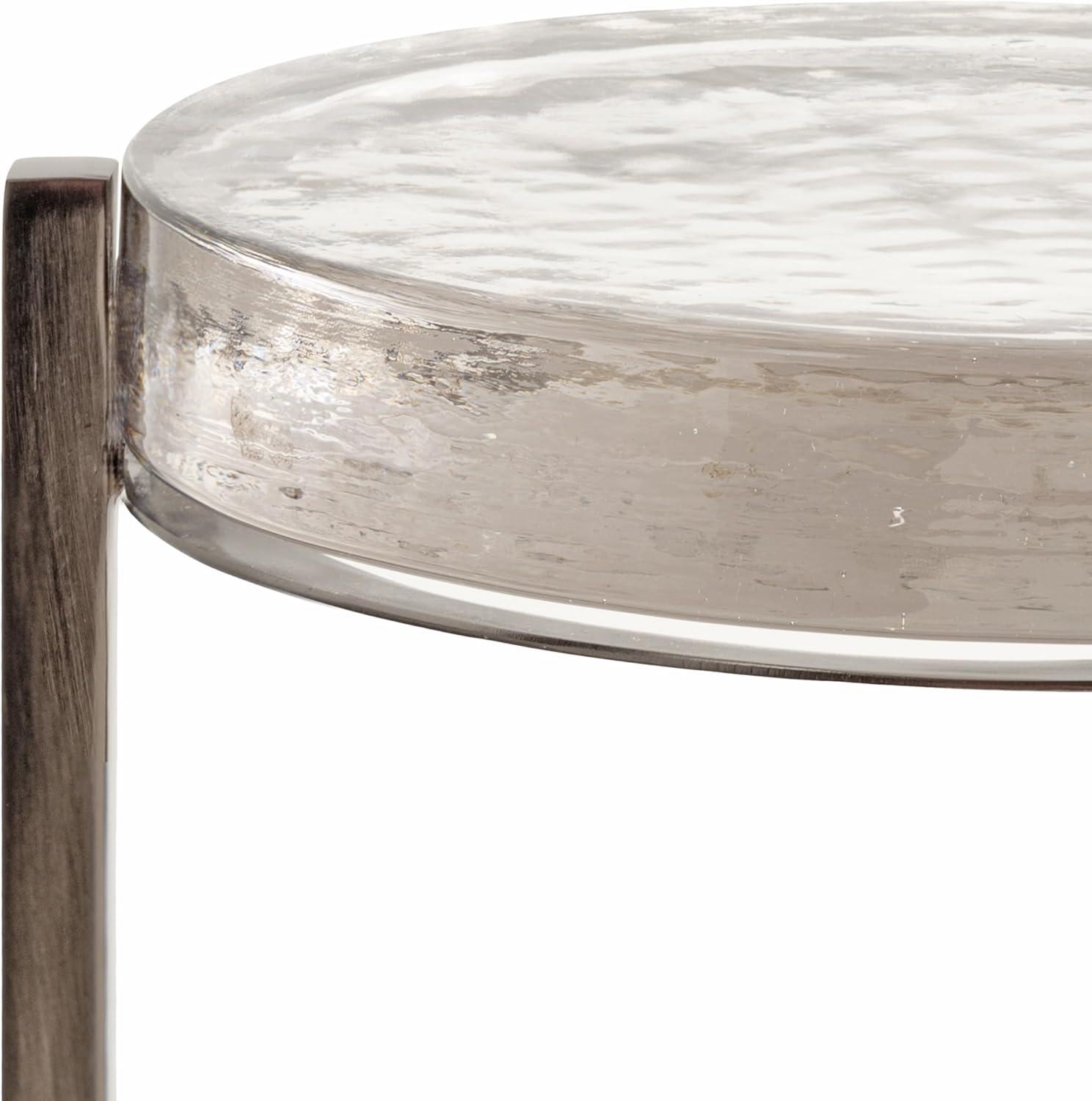 imageKate and Laurel Aguilar Modern Round Drink Table 9 x 9 x 23 Emperador Brown Marble and Black Genuine Marble Accent Table for Use as Indoor Plant Stand or Pedestal Martini TablePewter