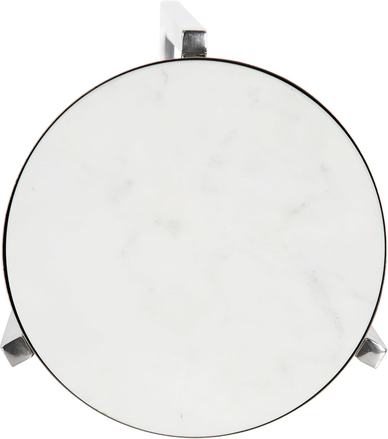 imageKate and Laurel Aguilar Modern Round Drink Table 9 x 9 x 23 Emperador Brown Marble and Black Genuine Marble Accent Table for Use as Indoor Plant Stand or Pedestal Martini TableSilverWhite