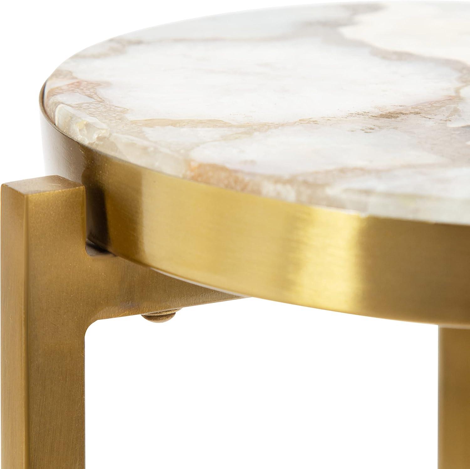 imageKate and Laurel Aguilar Modern Round Drink Table 9 x 9 x 23 Emperador Brown Marble and Black Genuine Marble Accent Table for Use as Indoor Plant Stand or Pedestal Martini TableNaturalGold