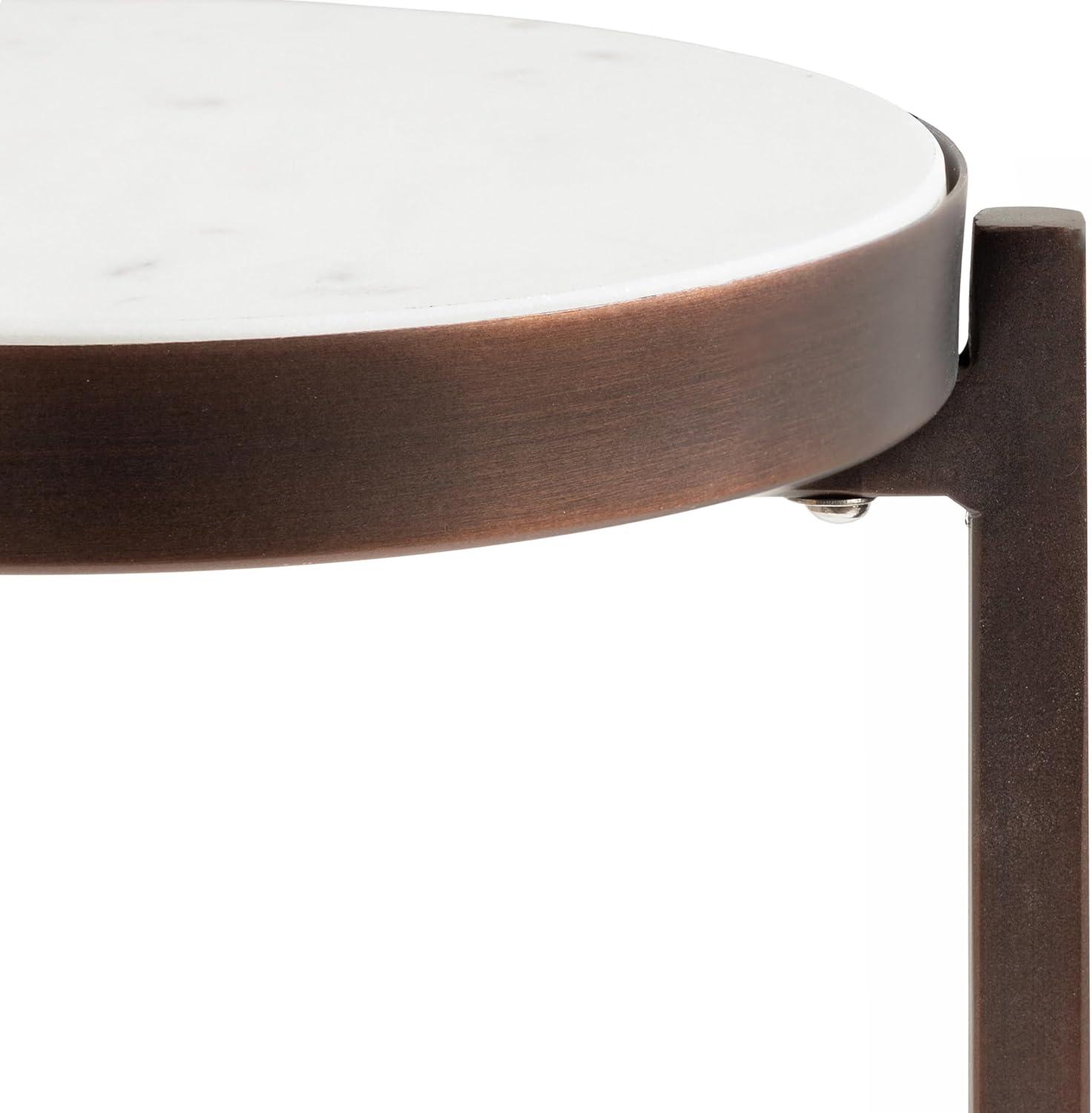 imageKate and Laurel Aguilar Modern Round Drink Table 9 x 9 x 23 Emperador Brown Marble and Black Genuine Marble Accent Table for Use as Indoor Plant Stand or Pedestal Martini TableBronze