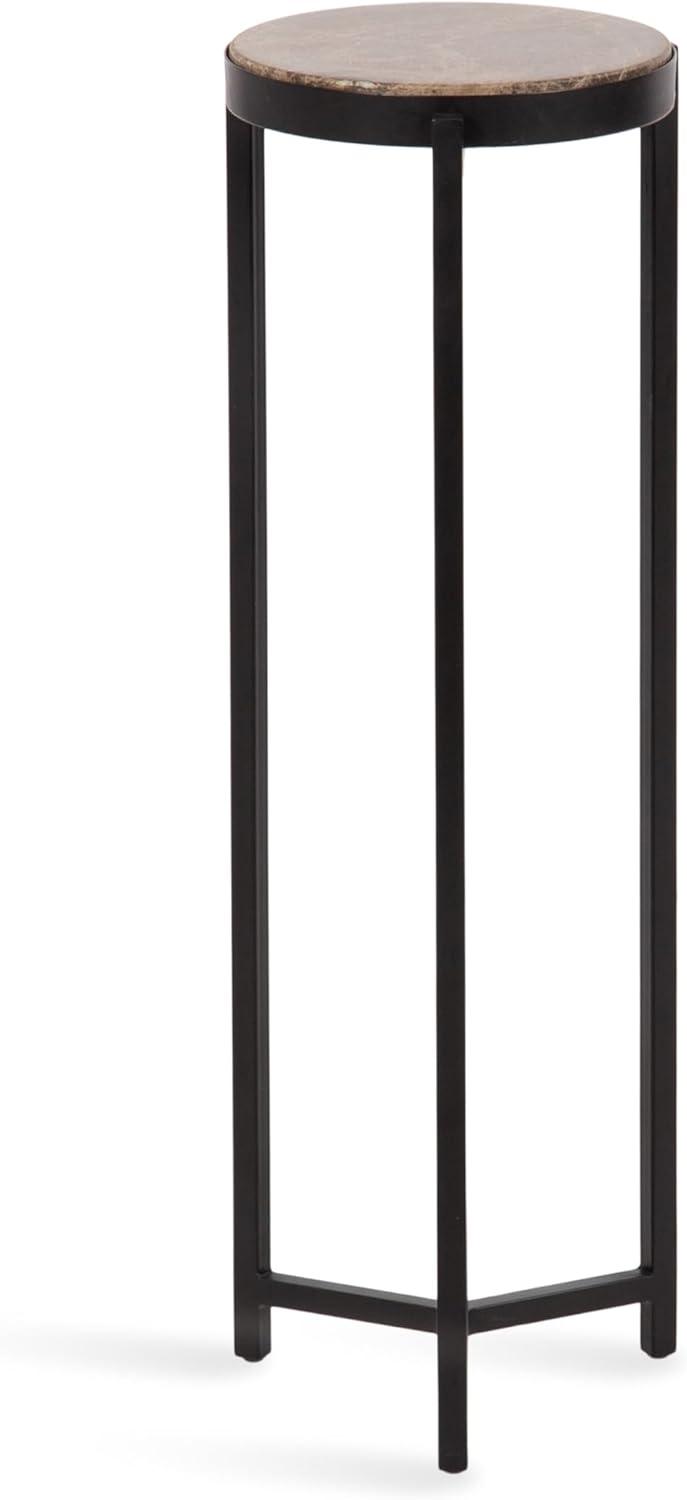 imageKate and Laurel Aguilar Modern Round Drink Table 9 x 9 x 23 Emperador Brown Marble and Black Genuine Marble Accent Table for Use as Indoor Plant Stand or Pedestal Martini TableBrownBlack