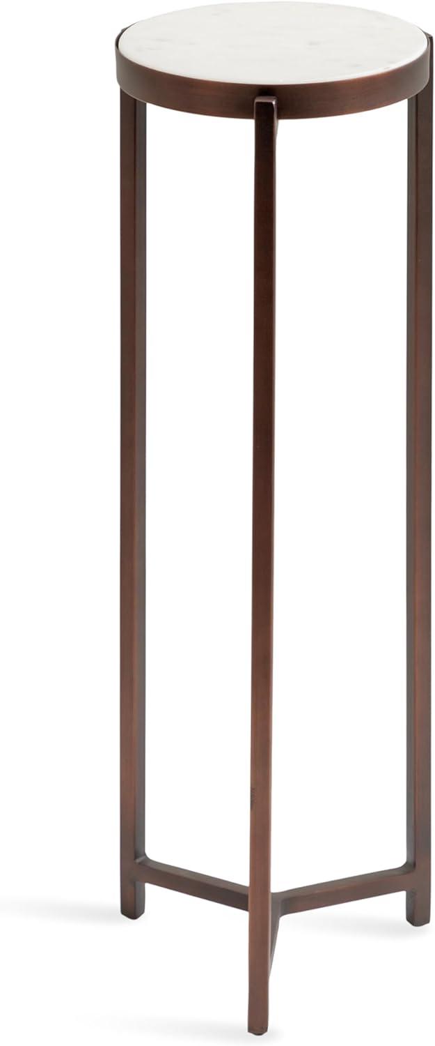 imageKate and Laurel Aguilar Modern Round Drink Table 9 x 9 x 23 Emperador Brown Marble and Black Genuine Marble Accent Table for Use as Indoor Plant Stand or Pedestal Martini TableBronze