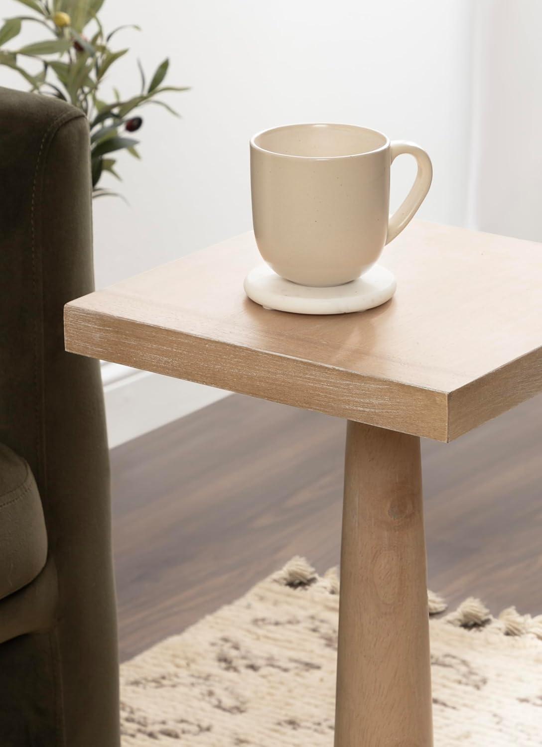 imageKate and Laurel Butterfield Traditional Square Pedestal Side Table 12 x 12 x 25 Light Natural Vintage Wooden End Table for Use as Small Bedroom Nightstand or Indoor Plant StandNatural