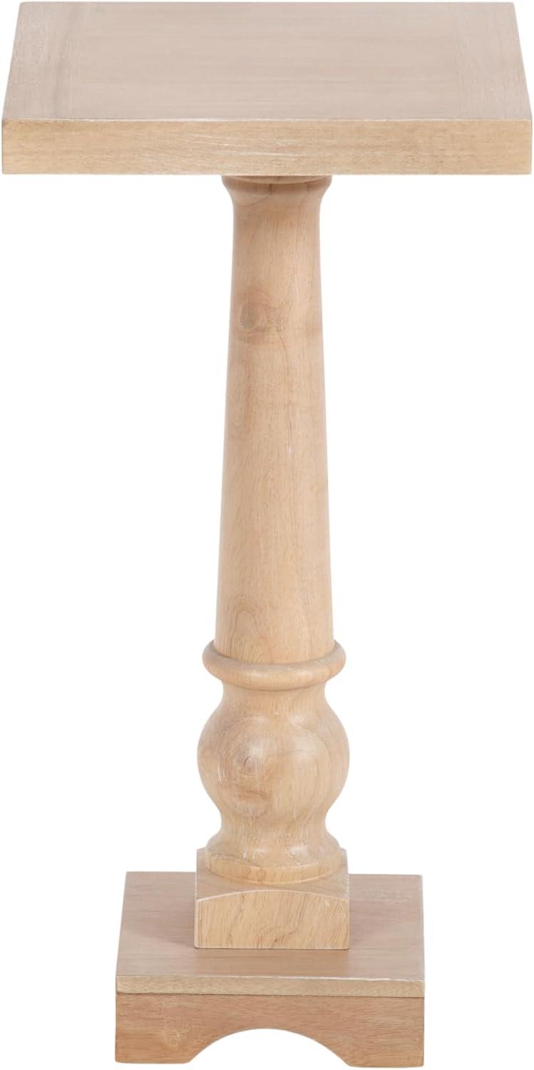 imageKate and Laurel Butterfield Traditional Square Pedestal Side Table 12 x 12 x 25 Light Natural Vintage Wooden End Table for Use as Small Bedroom Nightstand or Indoor Plant StandNatural