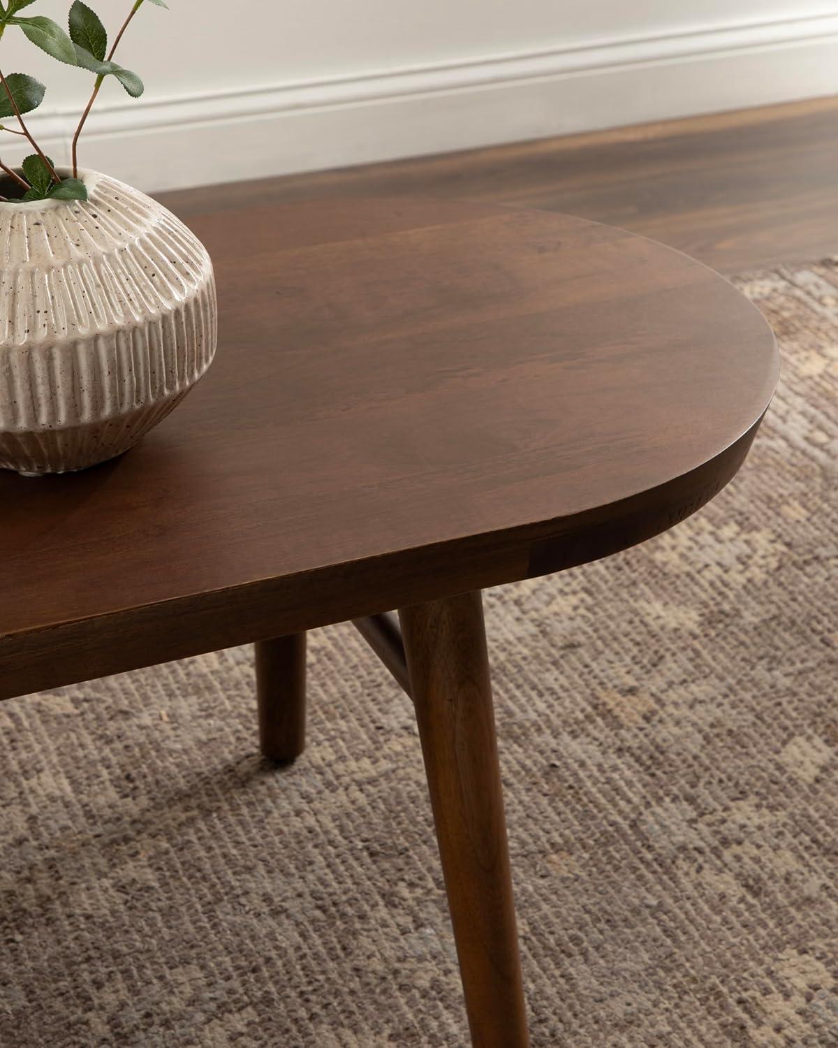 imageKate and Laurel Conan Oval Wooden MidCentury Coffee Table 38 x 20 x 17 Walnut Brown Rounded Living Room Table with Solid Mango Wood Construction and Tapered Dowel LegsWalnut Brown