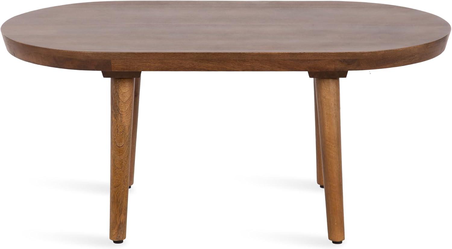 imageKate and Laurel Conan Oval Wooden MidCentury Coffee Table 38 x 20 x 17 Walnut Brown Rounded Living Room Table with Solid Mango Wood Construction and Tapered Dowel LegsWalnut Brown