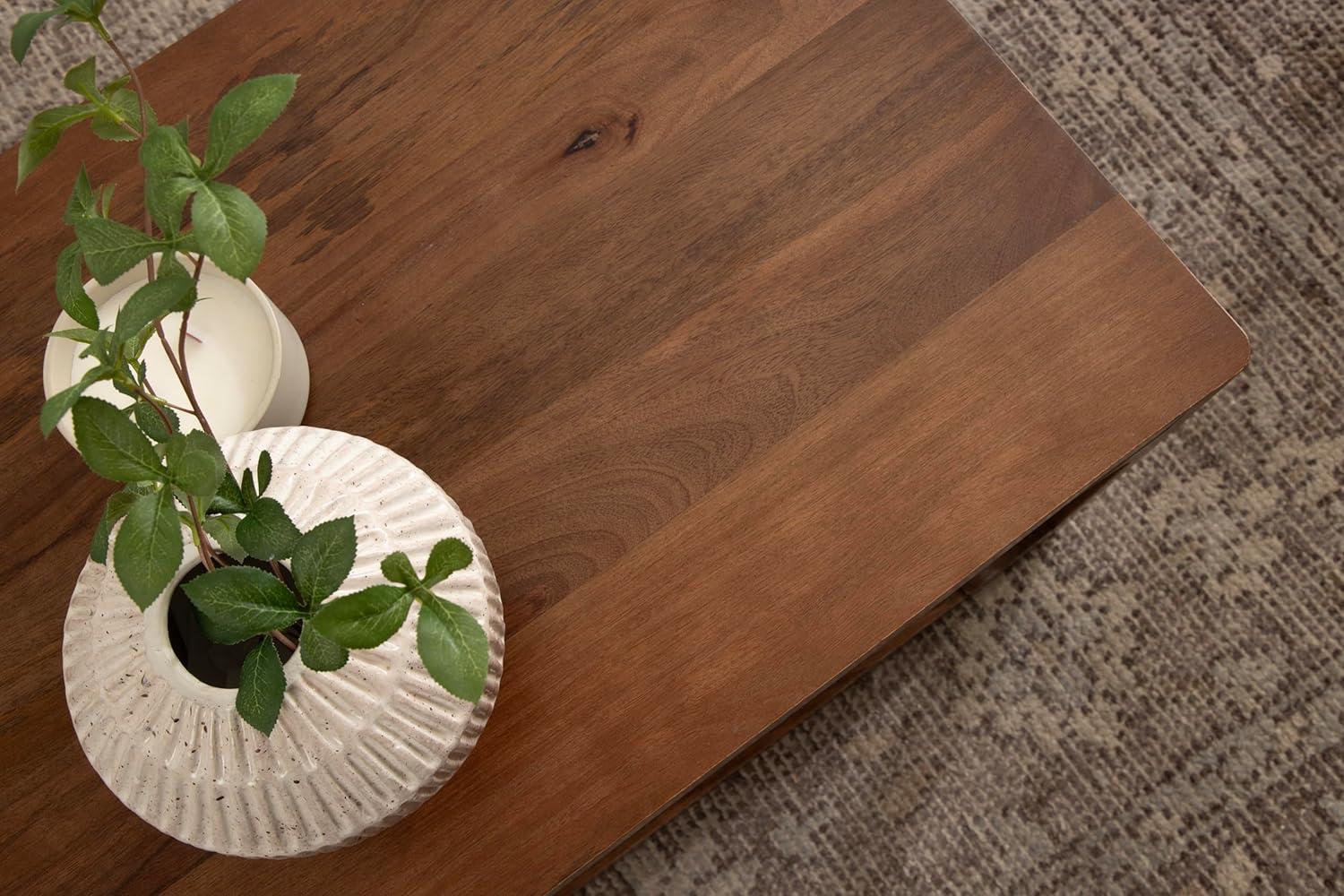 imageKate and Laurel Dahl Transitional Rectangular Coffee Table 36 x 20 x 18 Natural Wood Modern Rectangle Living Room Table with Solid Mango Wood Construction and Bonus Underlying StorageWalnut Brown