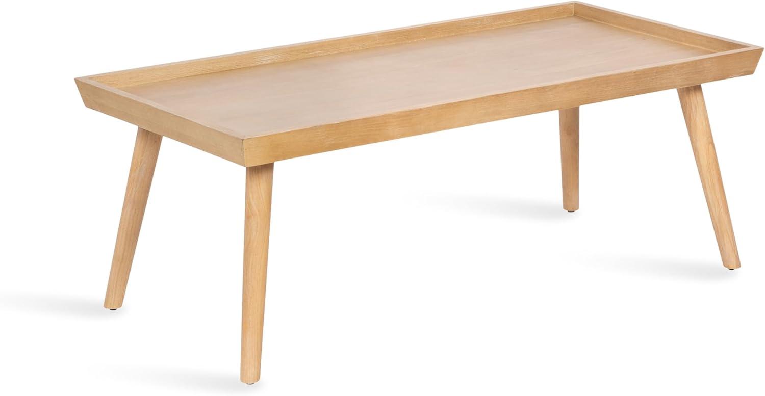 imageKate and Laurel Eastmont Rectangle Wood Coffee Table 46 x 22 x 17 Light Natural Large MidCentury Wooden Living Room Table with Stylish Tapered Legs and Adjustable FeetNatural