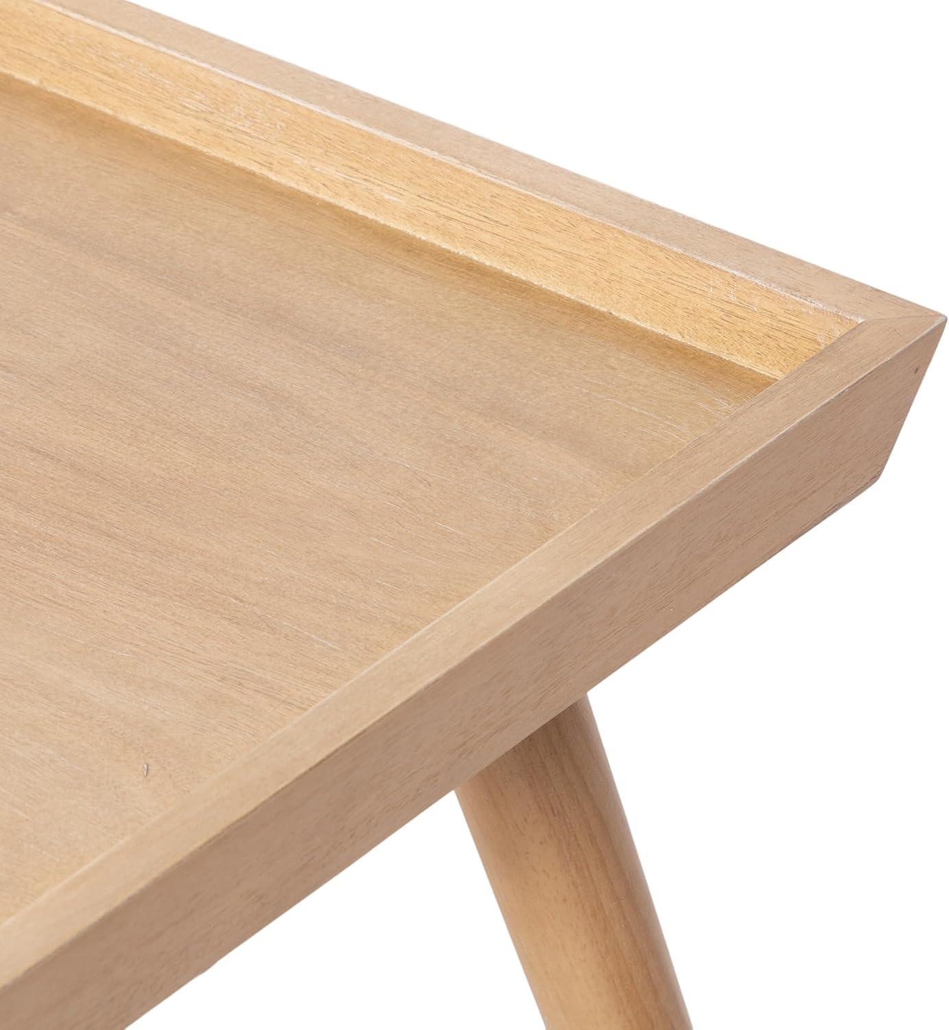 imageKate and Laurel Eastmont Rectangle Wood Coffee Table 46 x 22 x 17 Light Natural Large MidCentury Wooden Living Room Table with Stylish Tapered Legs and Adjustable FeetNatural