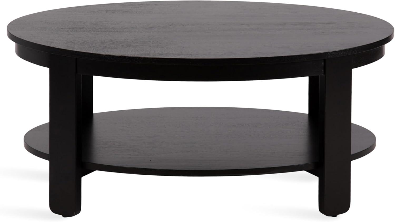 imageKate and Laurel Foxford Modern Tiered Oval Coffee Table 38 x 24 x 18 Natural Brown Transitional TwoTier Living Room Table with Storage and Resilient Wood ConstructionBlack