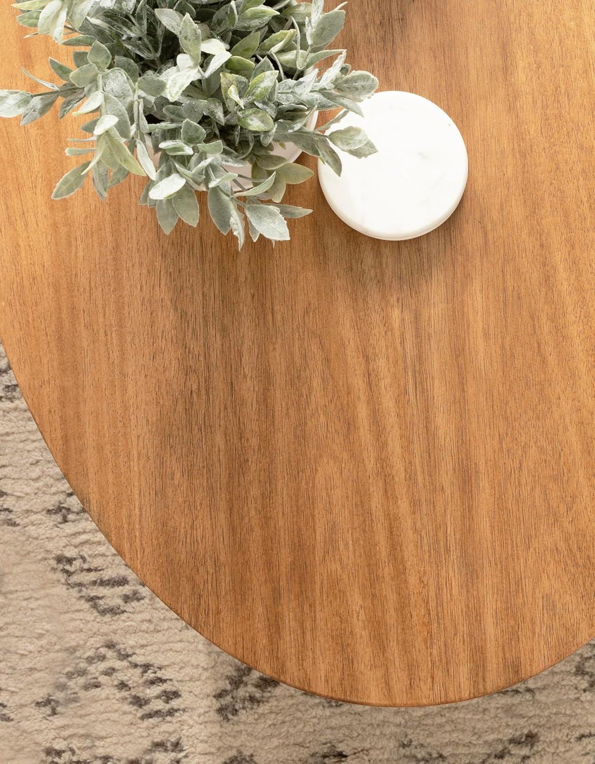 imageKate and Laurel Foxford Modern Tiered Oval Coffee Table 38 x 24 x 18 Natural Brown Transitional TwoTier Living Room Table with Storage and Resilient Wood ConstructionNatural