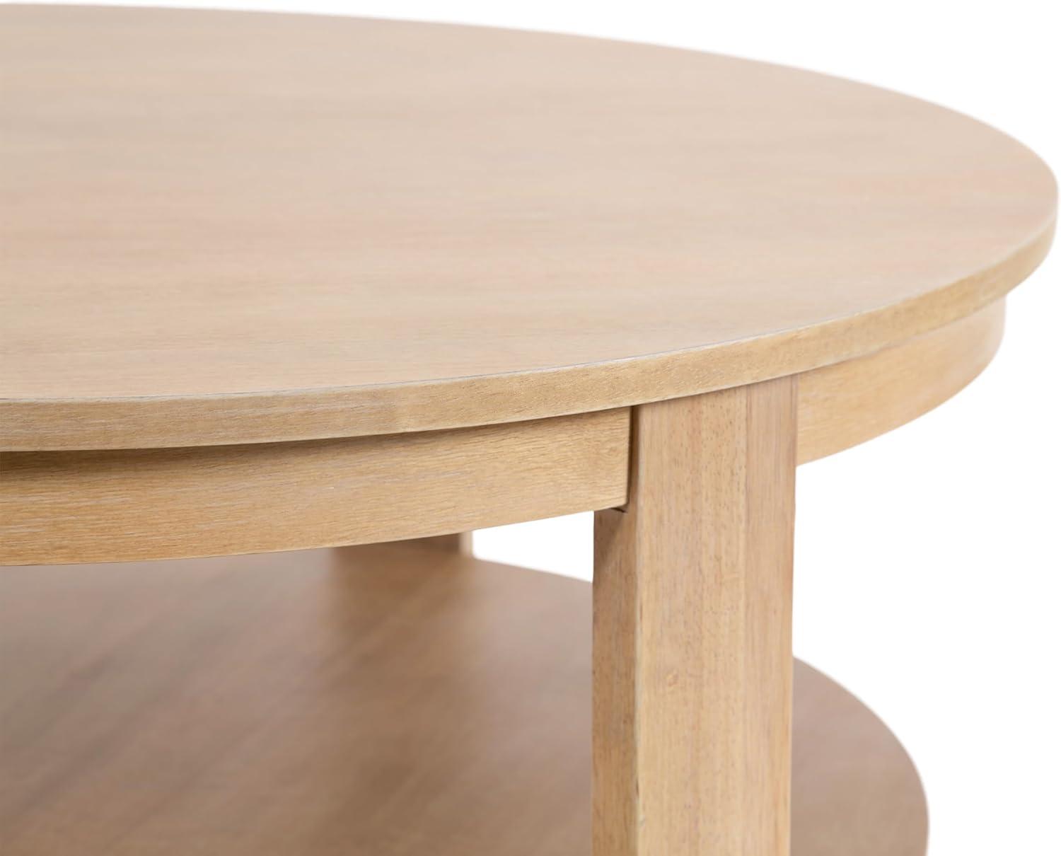 imageKate and Laurel Foxford Tiered Round Coffee Table 34 x 34 x 17 Light Natural Transitional TwoTier Circle Living Room Table with Storage and Resilient Wood Construction