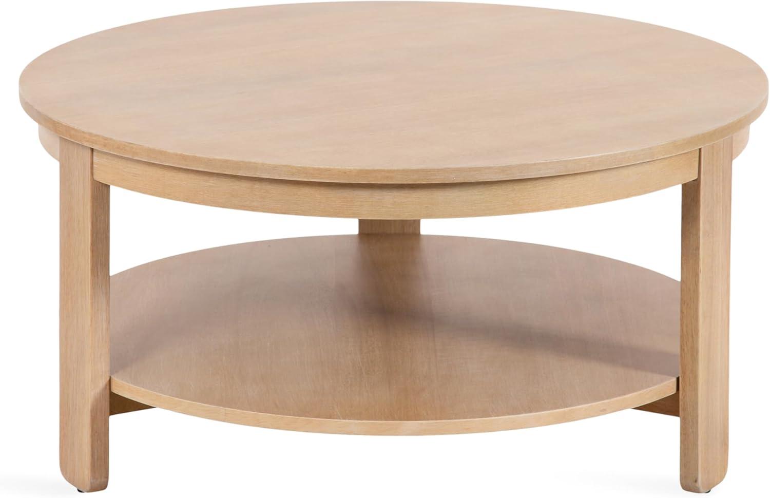 imageKate and Laurel Foxford Tiered Round Coffee Table 34 x 34 x 17 Light Natural Transitional TwoTier Circle Living Room Table with Storage and Resilient Wood Construction