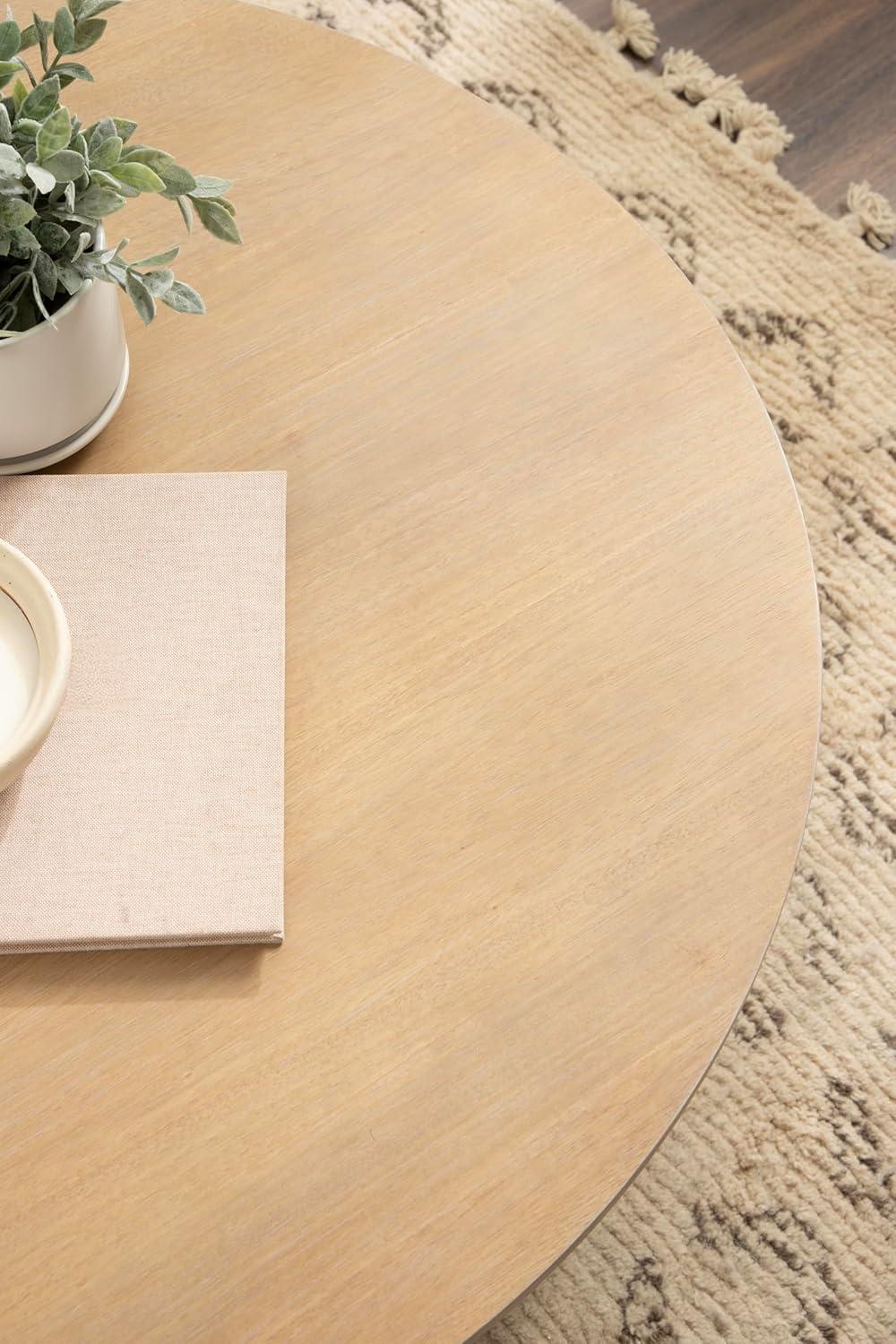 imageKate and Laurel Foxford Tiered Round Coffee Table 34 x 34 x 17 Light Natural Transitional TwoTier Circle Living Room Table with Storage and Resilient Wood Construction