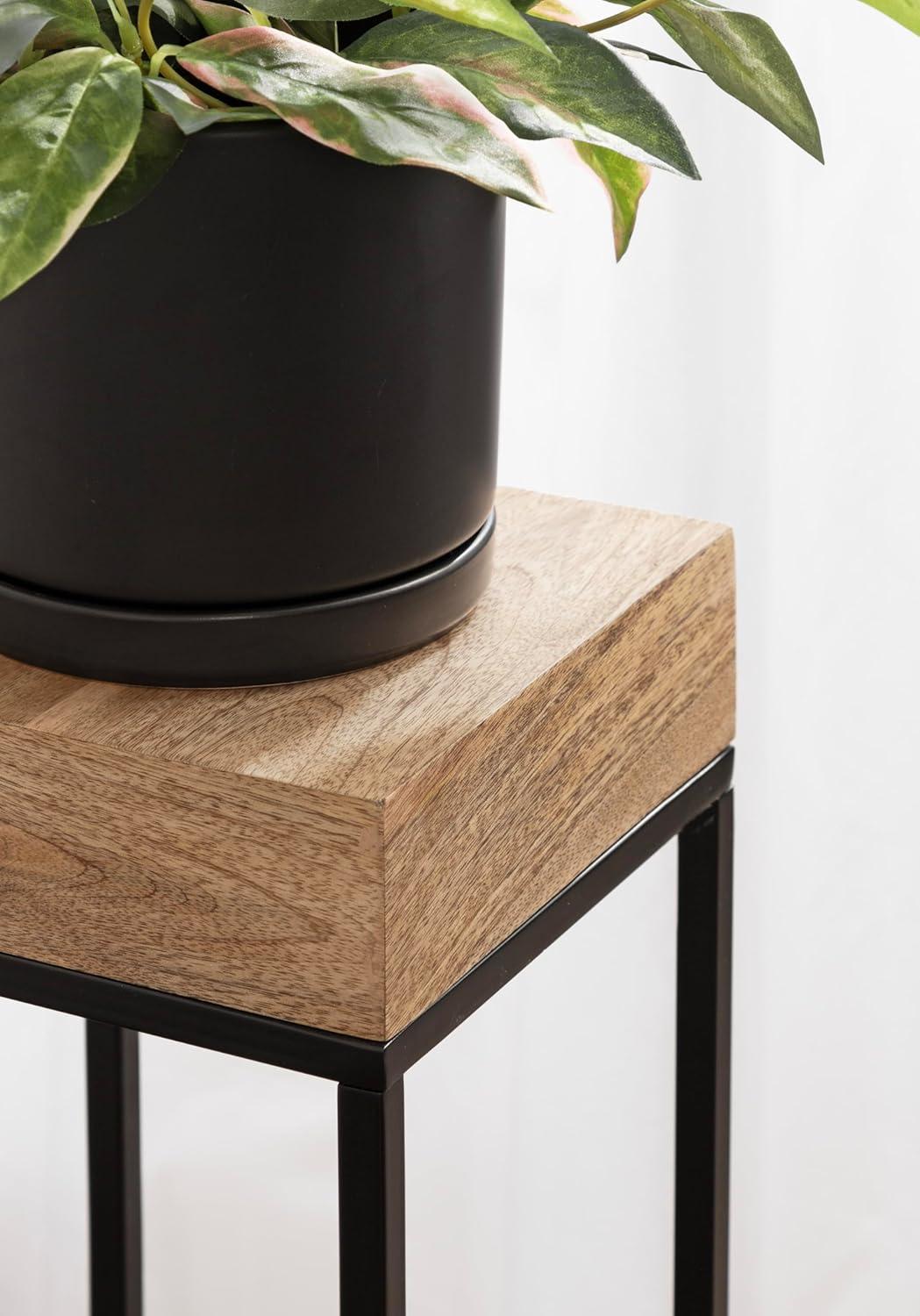 imageKate and Laurel Karlsen Modern Wood and Metal Burlwood Narrow Side Table 16 x 24 x 8 Burlwood and Gold Slim End Table for Use as Skinny Bedroom Nightstand or Entryway Table OptionNaturalBlack