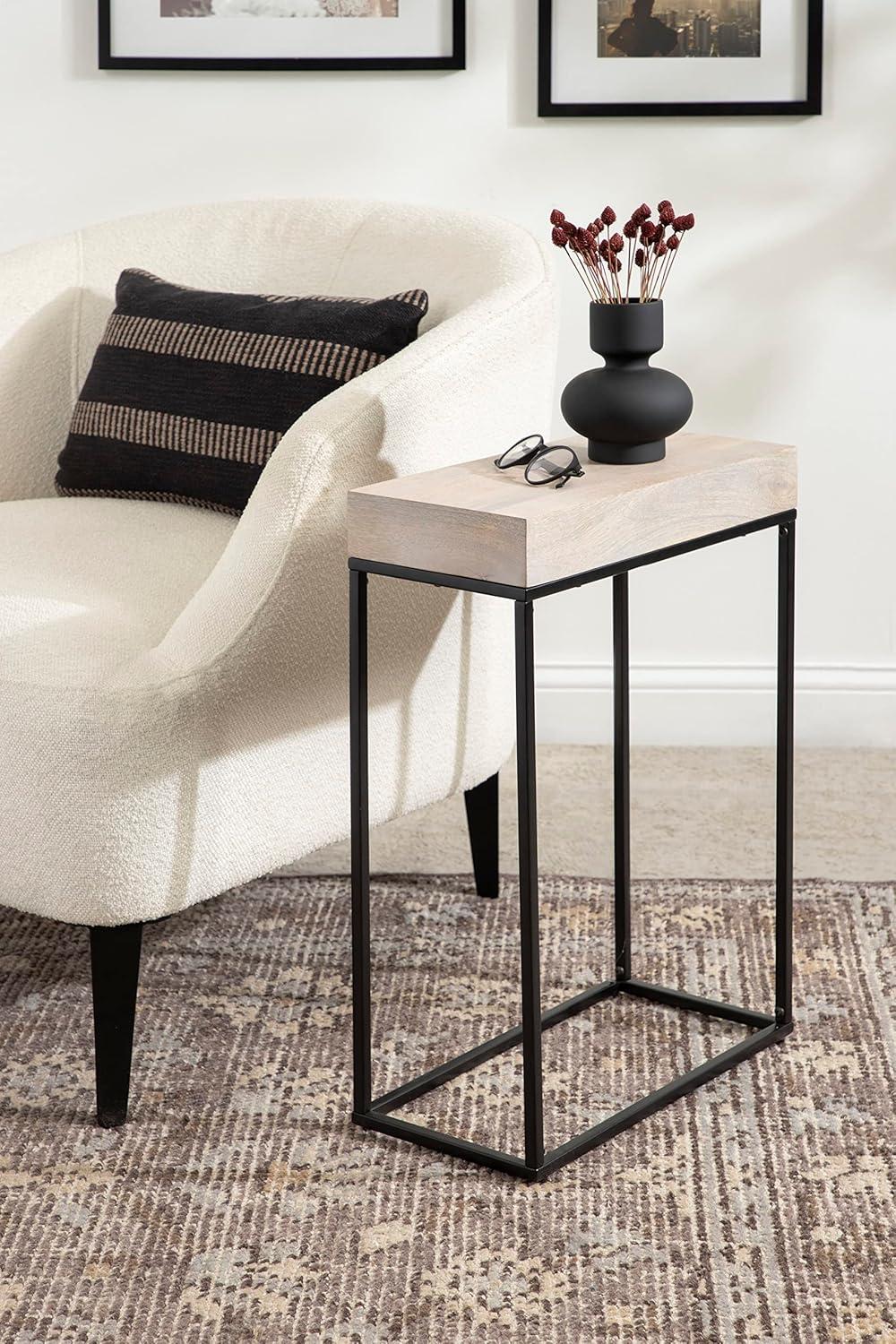 imageKate and Laurel Karlsen Modern Wood and Metal Burlwood Narrow Side Table 16 x 24 x 8 Burlwood and Gold Slim End Table for Use as Skinny Bedroom Nightstand or Entryway Table OptionWhiteBlack
