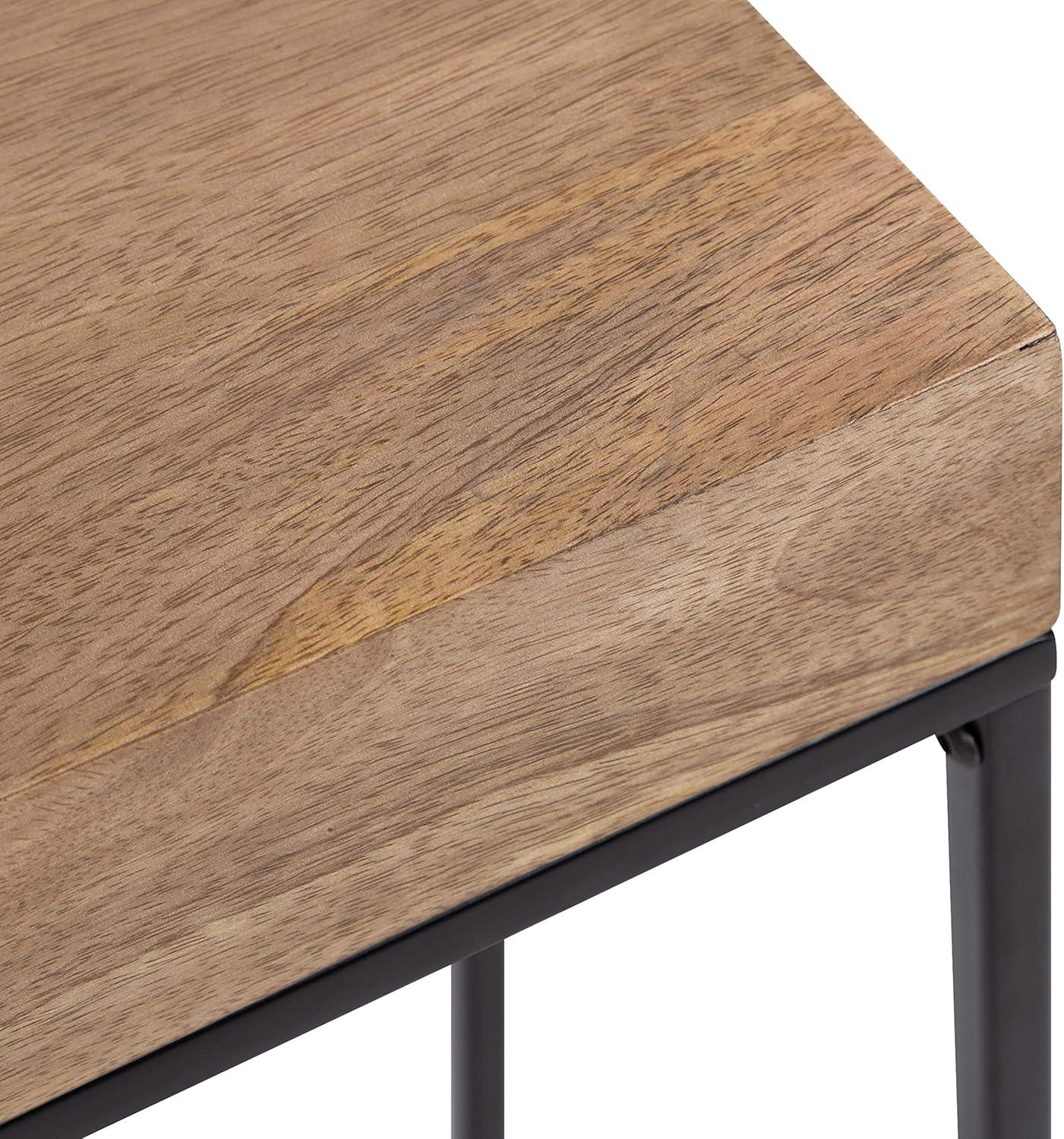 imageKate and Laurel Karlsen Modern Wood and Metal Burlwood Narrow Side Table 16 x 24 x 8 Burlwood and Gold Slim End Table for Use as Skinny Bedroom Nightstand or Entryway Table OptionNaturalBlack