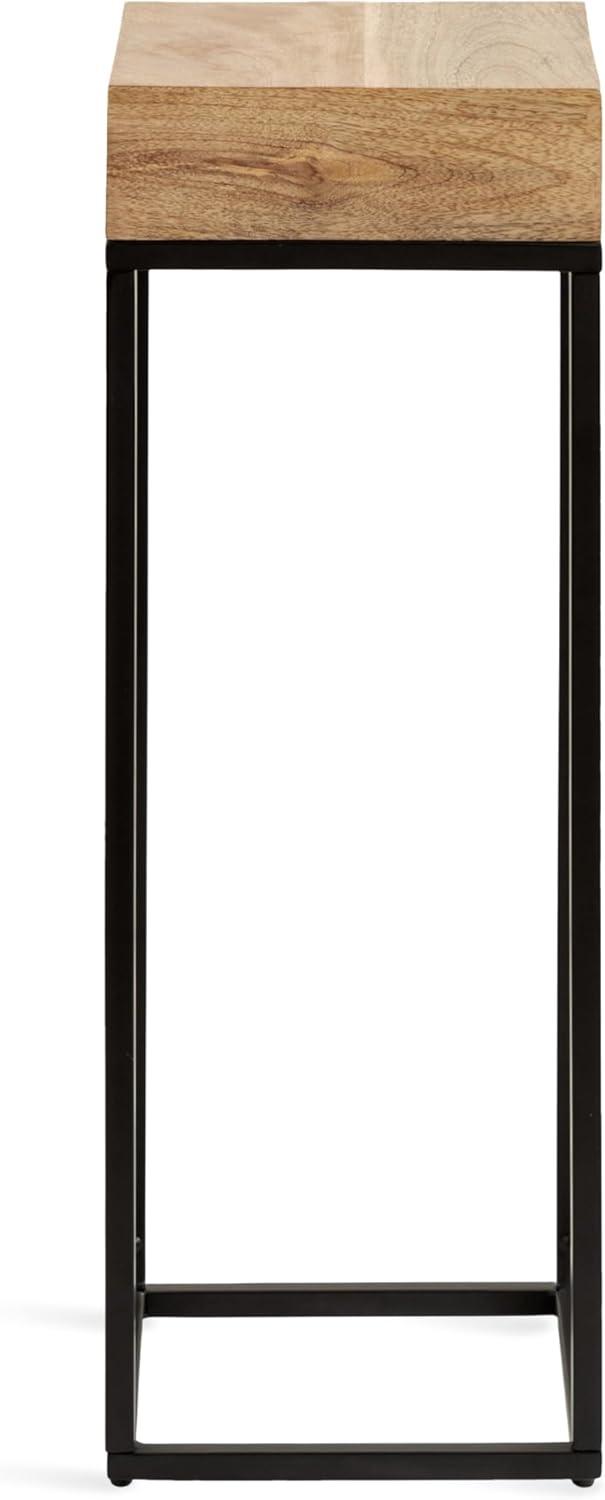 imageKate and Laurel Karlsen Modern Wood and Metal Burlwood Narrow Side Table 16 x 24 x 8 Burlwood and Gold Slim End Table for Use as Skinny Bedroom Nightstand or Entryway Table OptionNaturalBlack