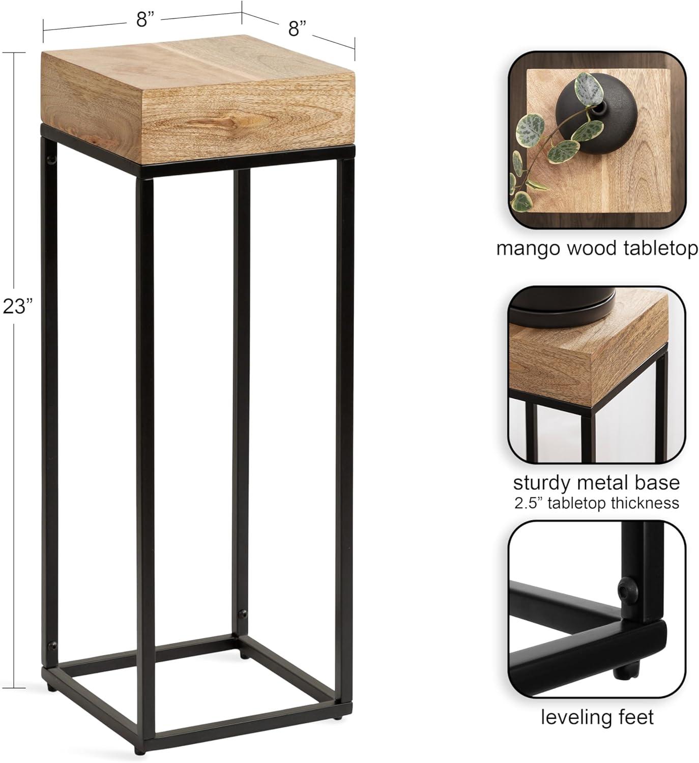 imageKate and Laurel Karlsen Modern Wood and Metal Burlwood Narrow Side Table 16 x 24 x 8 Burlwood and Gold Slim End Table for Use as Skinny Bedroom Nightstand or Entryway Table OptionNaturalBlack