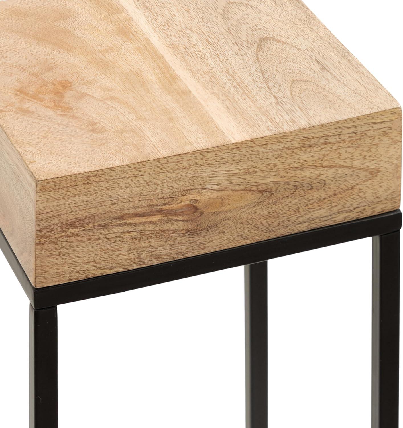 imageKate and Laurel Karlsen Modern Wood and Metal Burlwood Narrow Side Table 16 x 24 x 8 Burlwood and Gold Slim End Table for Use as Skinny Bedroom Nightstand or Entryway Table OptionNaturalBlack