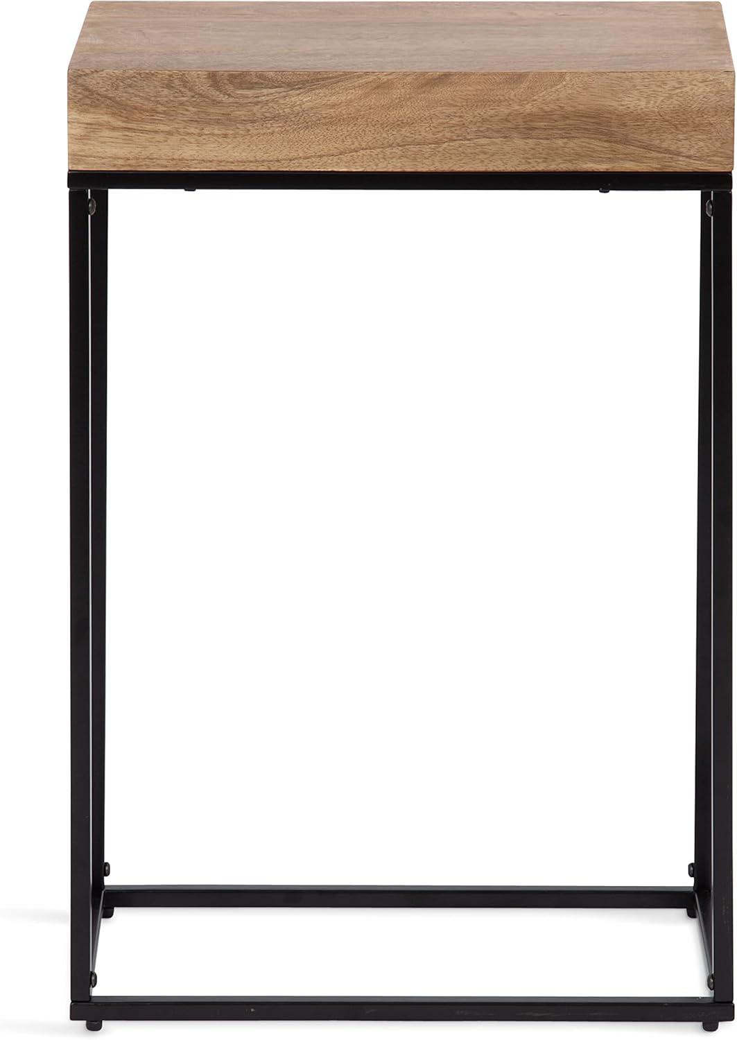 imageKate and Laurel Karlsen Modern Wood and Metal Burlwood Narrow Side Table 16 x 24 x 8 Burlwood and Gold Slim End Table for Use as Skinny Bedroom Nightstand or Entryway Table OptionNaturalBlack