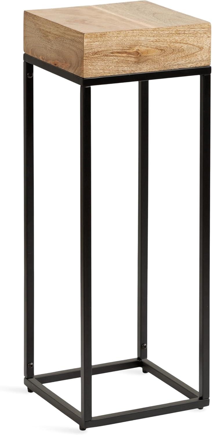 imageKate and Laurel Karlsen Modern Wood and Metal Burlwood Narrow Side Table 16 x 24 x 8 Burlwood and Gold Slim End Table for Use as Skinny Bedroom Nightstand or Entryway Table OptionNaturalBlack