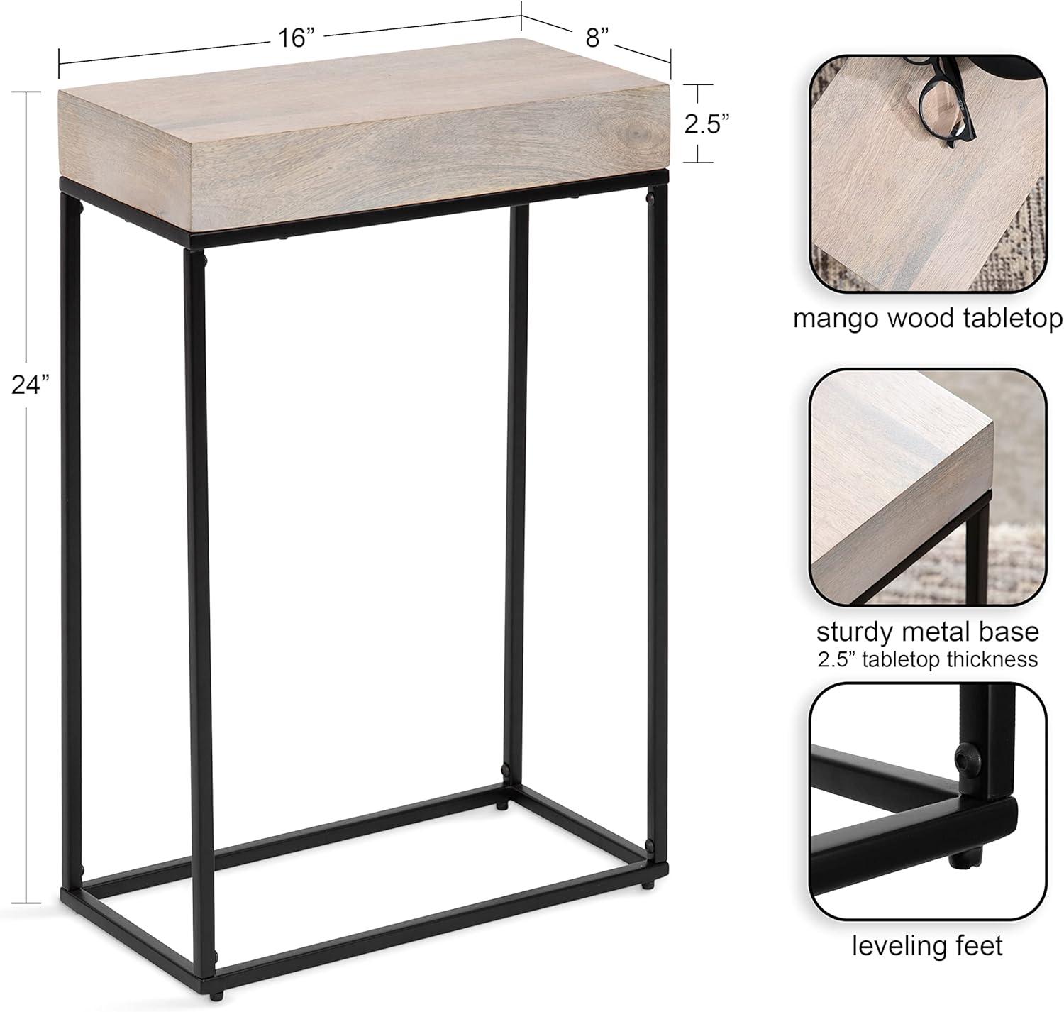 imageKate and Laurel Karlsen Modern Wood and Metal Burlwood Narrow Side Table 16 x 24 x 8 Burlwood and Gold Slim End Table for Use as Skinny Bedroom Nightstand or Entryway Table OptionWhiteBlack