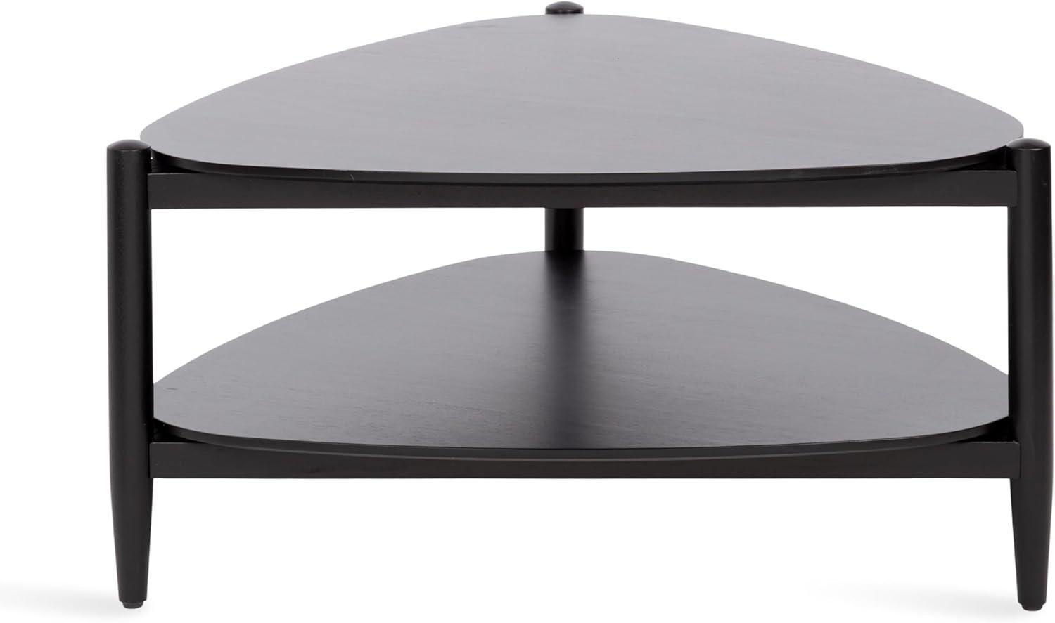 imageKate and Laurel Knowlton Modern Tiered Triangle Coffee Table 31 x 32 x 17 Black Transitional TwoTier Triangular Living Room Table with Storage and Geometric Design