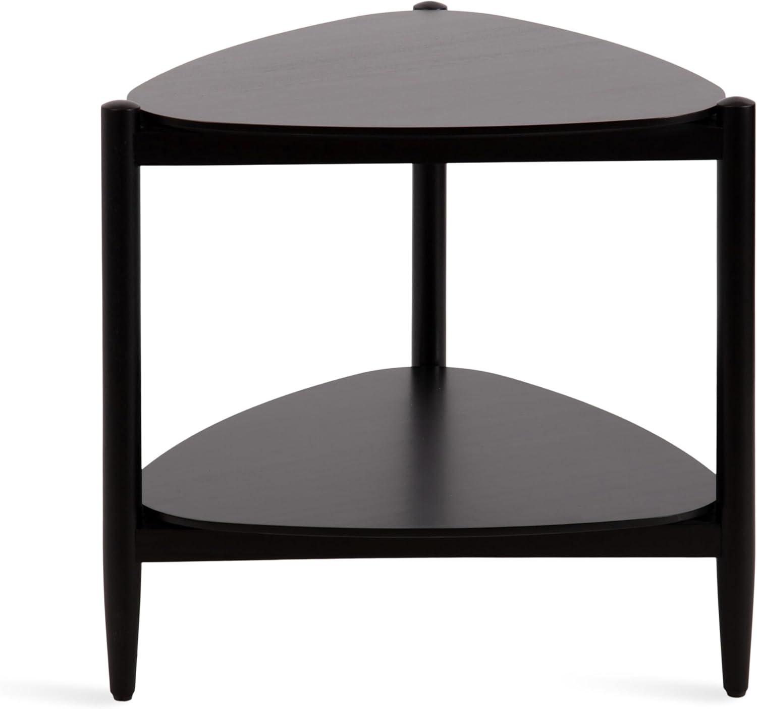 imageKate and Laurel Knowlton Modern Tiered Triangle Side Table 24 x 24 x 24 Black Transitional TwoTier Triangular Living Room End Table with Storage for Use as Indoor Plant Stand