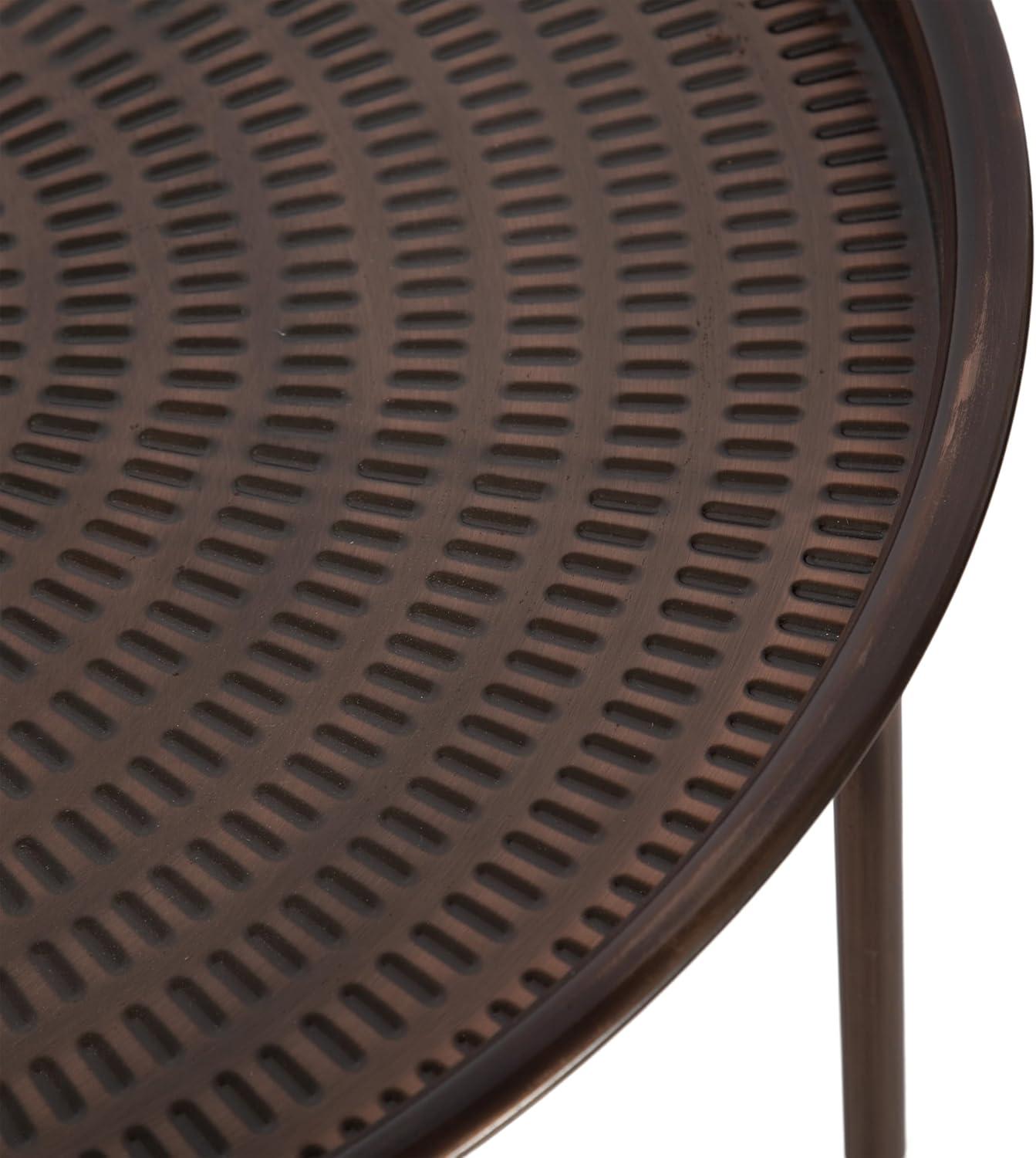 imageKate and Laurel Mahdavi Modern Round Outdoor Coffee Table 25 x 25 x 16 Bronze Transitional Patio Coffee Table with Textured Top for Outdoor Furniture Decor