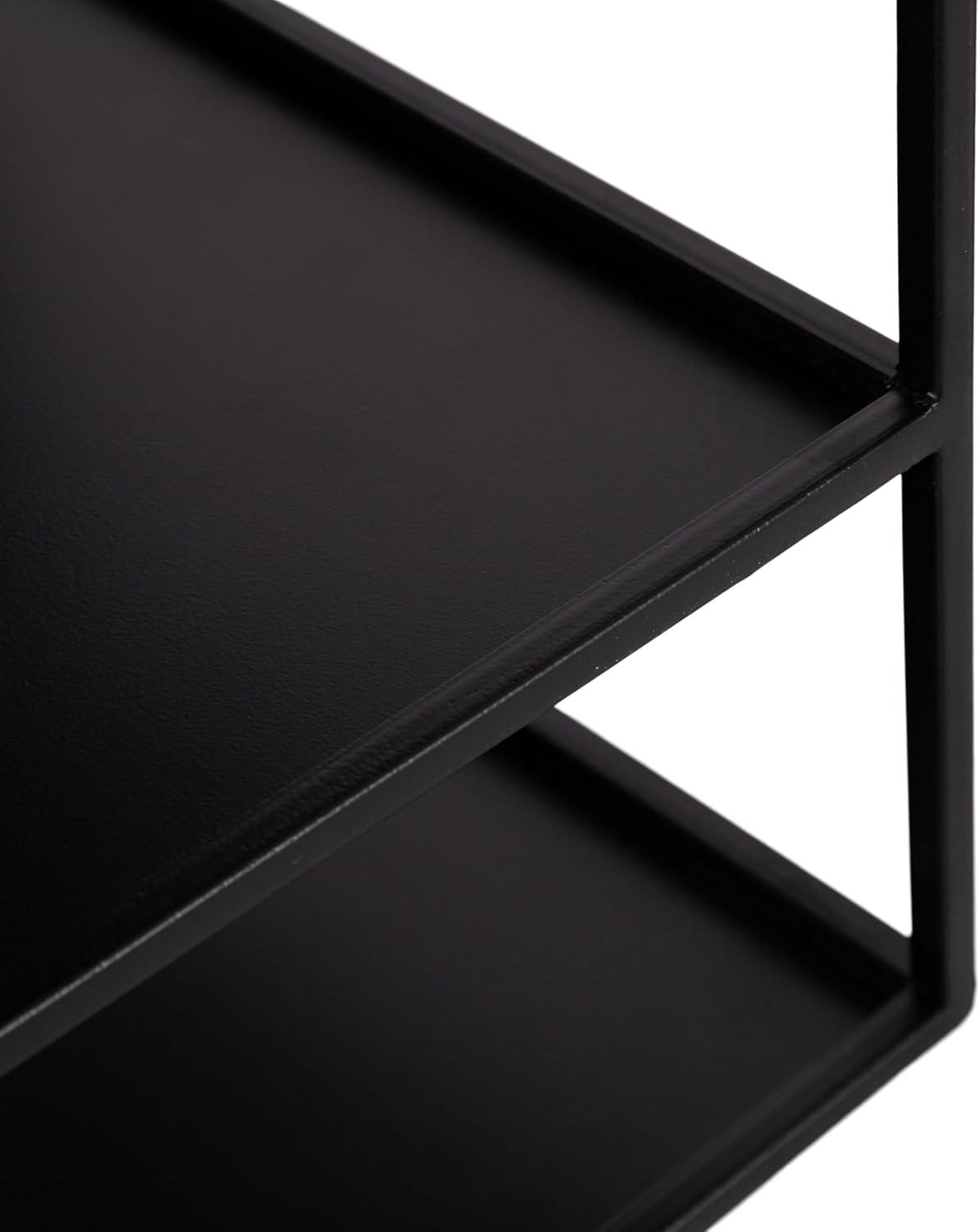imageKate and Laurel Nomi Modern Metal Floating Side Table with Storage 18 x 10 x 12 Black Contemporary Tiered Floating End Table for Use as Wall Shelf for Small Spaces