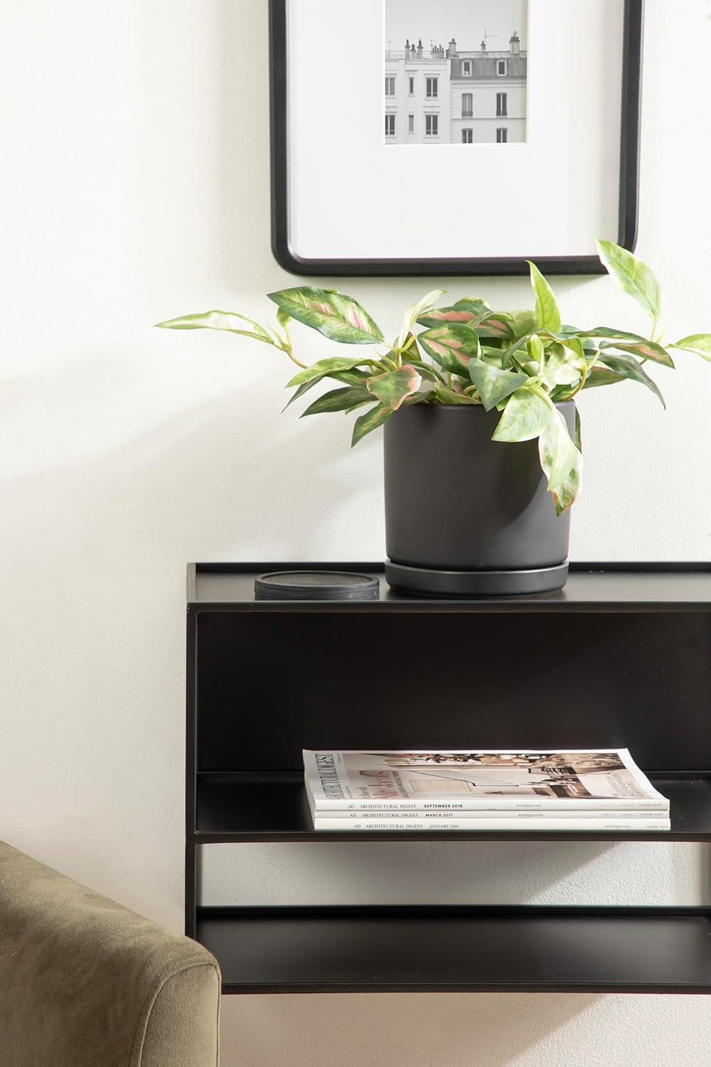 imageKate and Laurel Nomi Modern Metal Floating Side Table with Storage 18 x 10 x 12 Black Contemporary Tiered Floating End Table for Use as Wall Shelf for Small Spaces