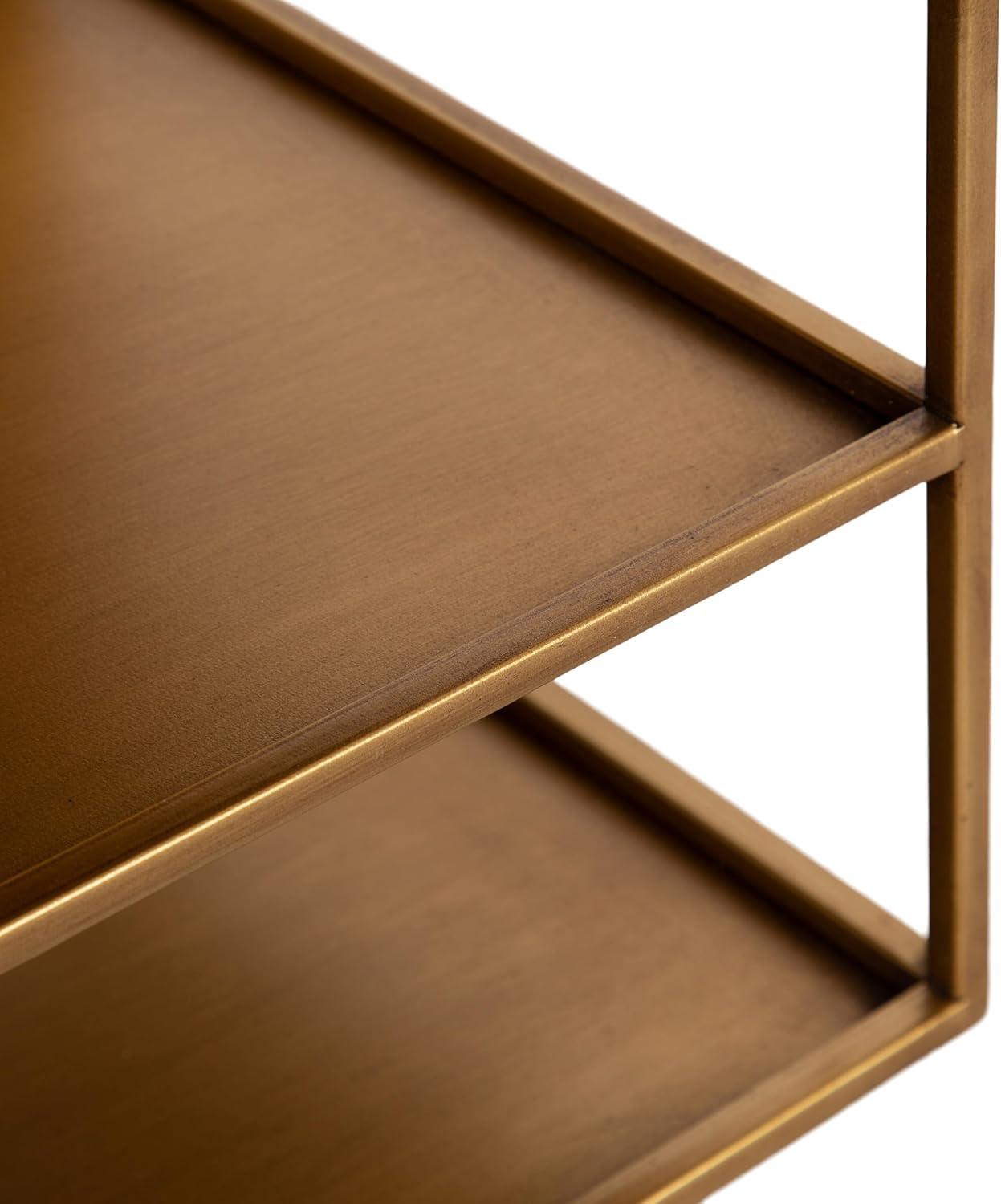 imageKate and Laurel Nomi Modern Metal Floating Side Table with Storage 18 x 10 x 12 Gold Contemporary Tiered Floating End Table for Use as Wall Shelf for Small Spaces